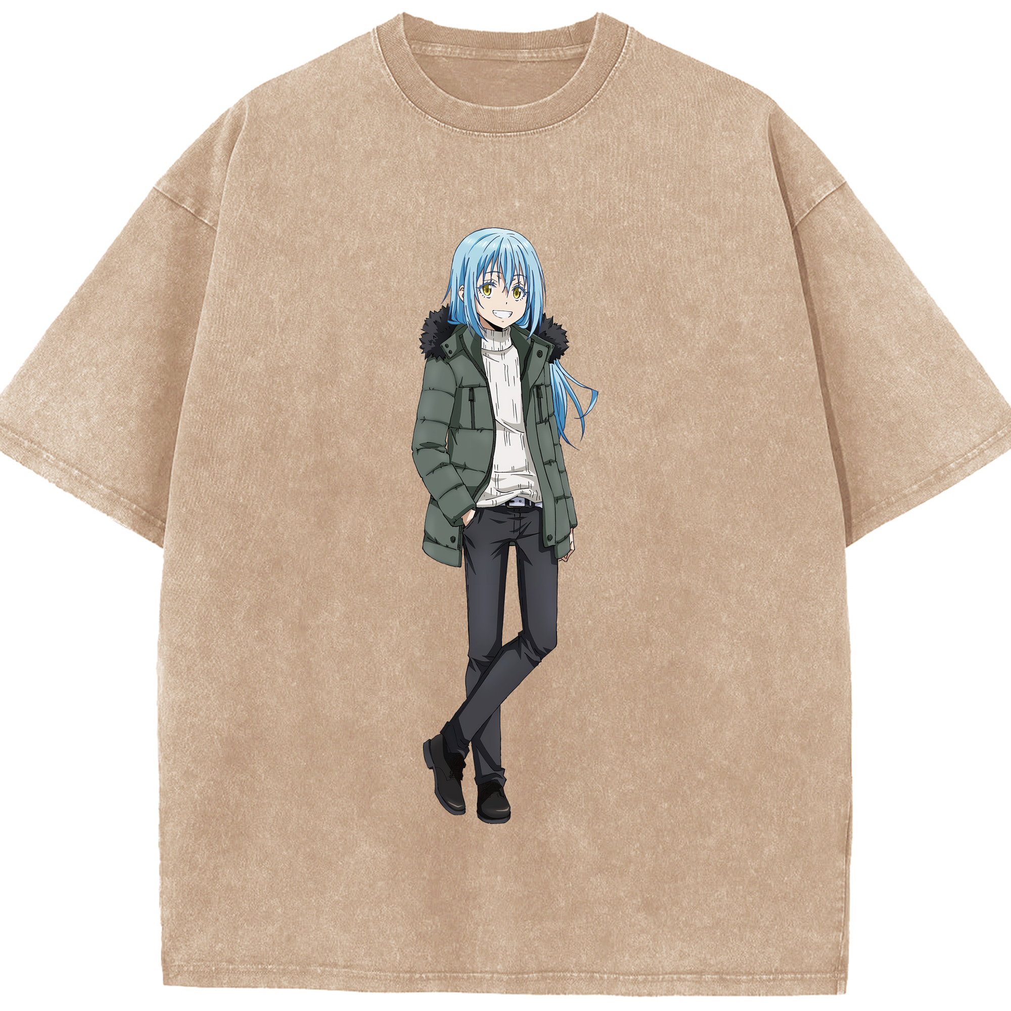 （画像用） 転スラ Regarding Reincarnated to Slime 綿100% ヴィンテージ風 半袖Tシャツ（フロントプリント）