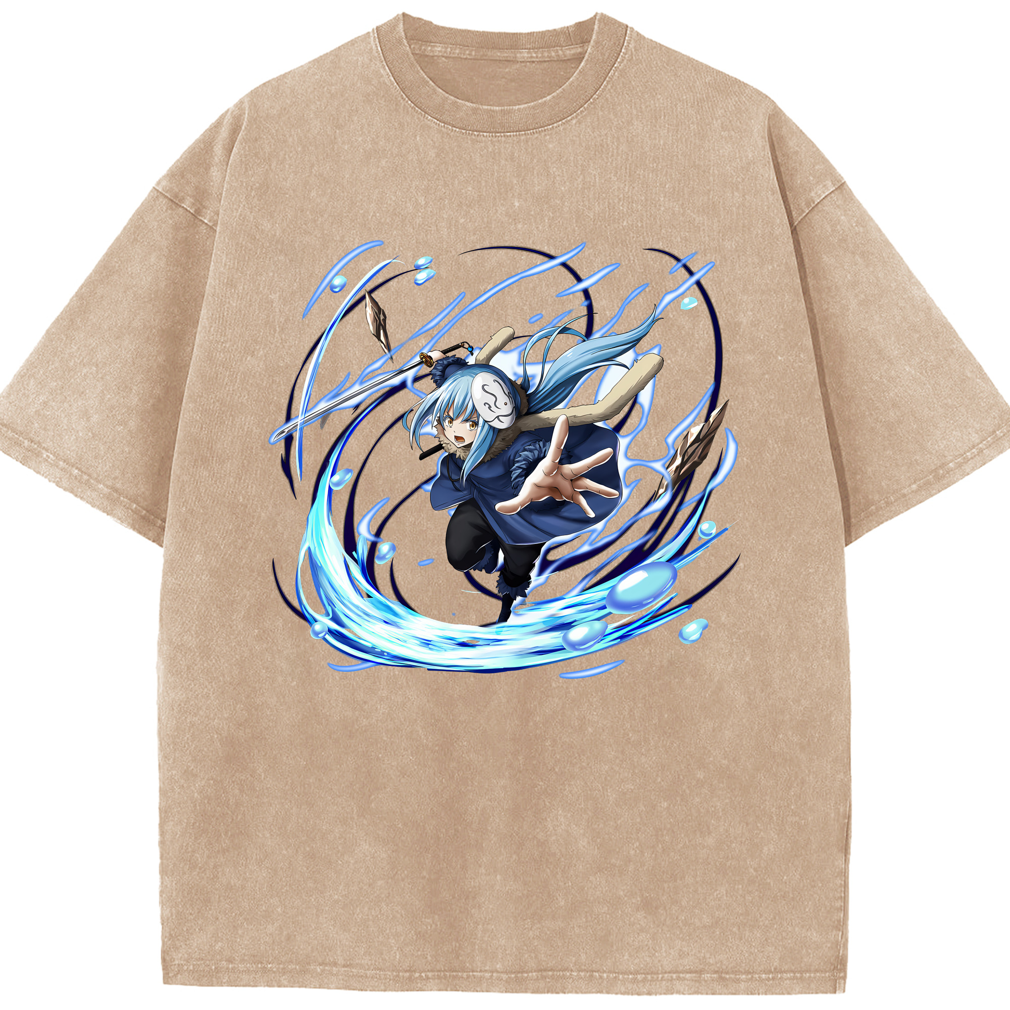 （画像用） 転スラ Regarding Reincarnated to Slime 綿100% ヴィンテージ風 半袖Tシャツ（フロントプリント）