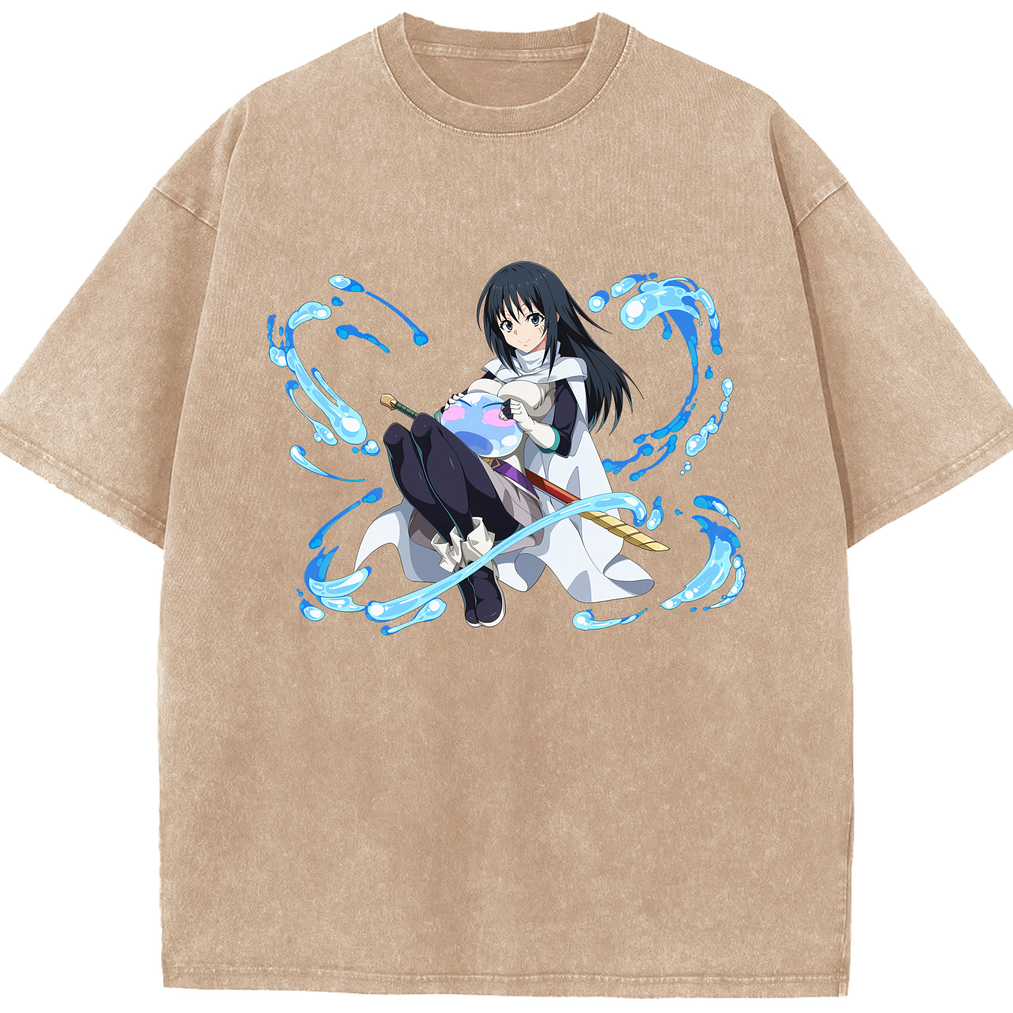 （画像用） 転スラ Regarding Reincarnated to Slime 綿100% ヴィンテージ風 半袖Tシャツ（フロントプリント）