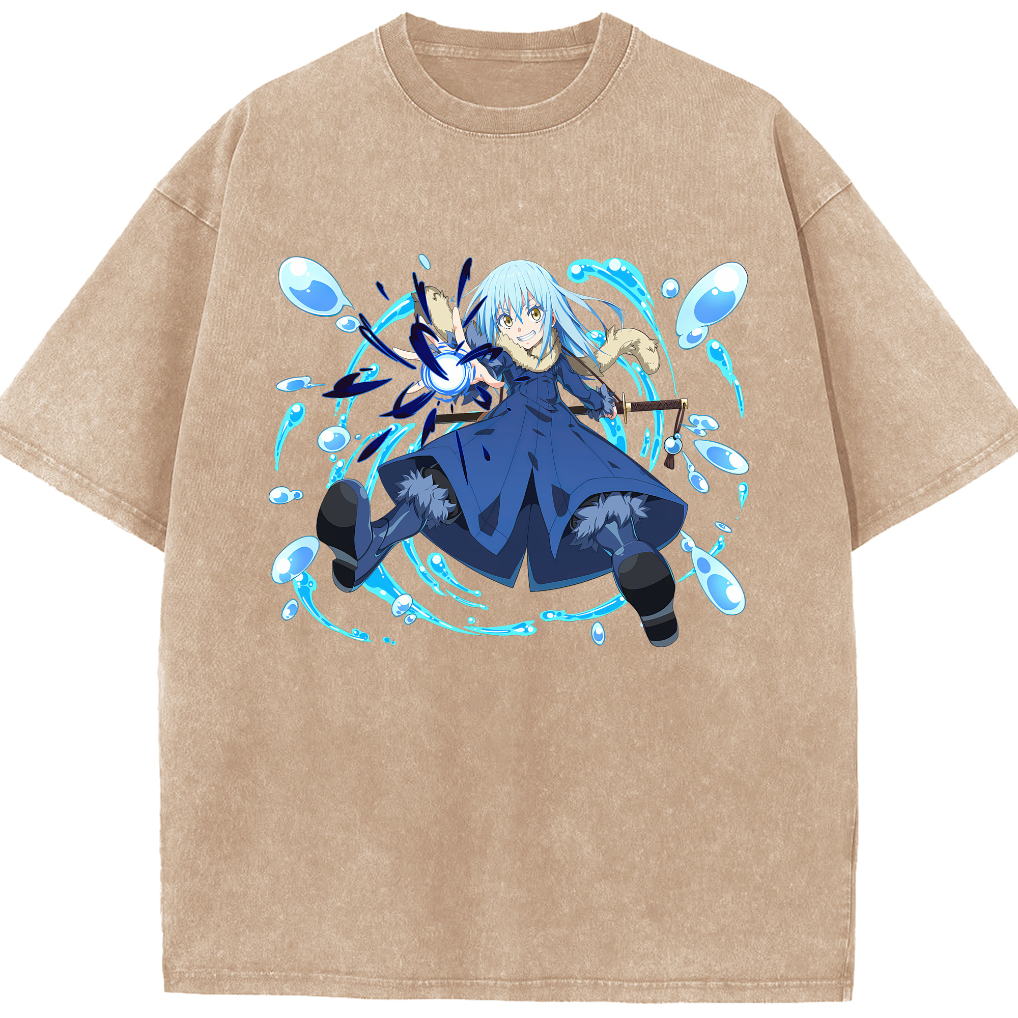 （画像用） 転スラ Regarding Reincarnated to Slime 綿100% ヴィンテージ風 半袖Tシャツ（フロントプリント）