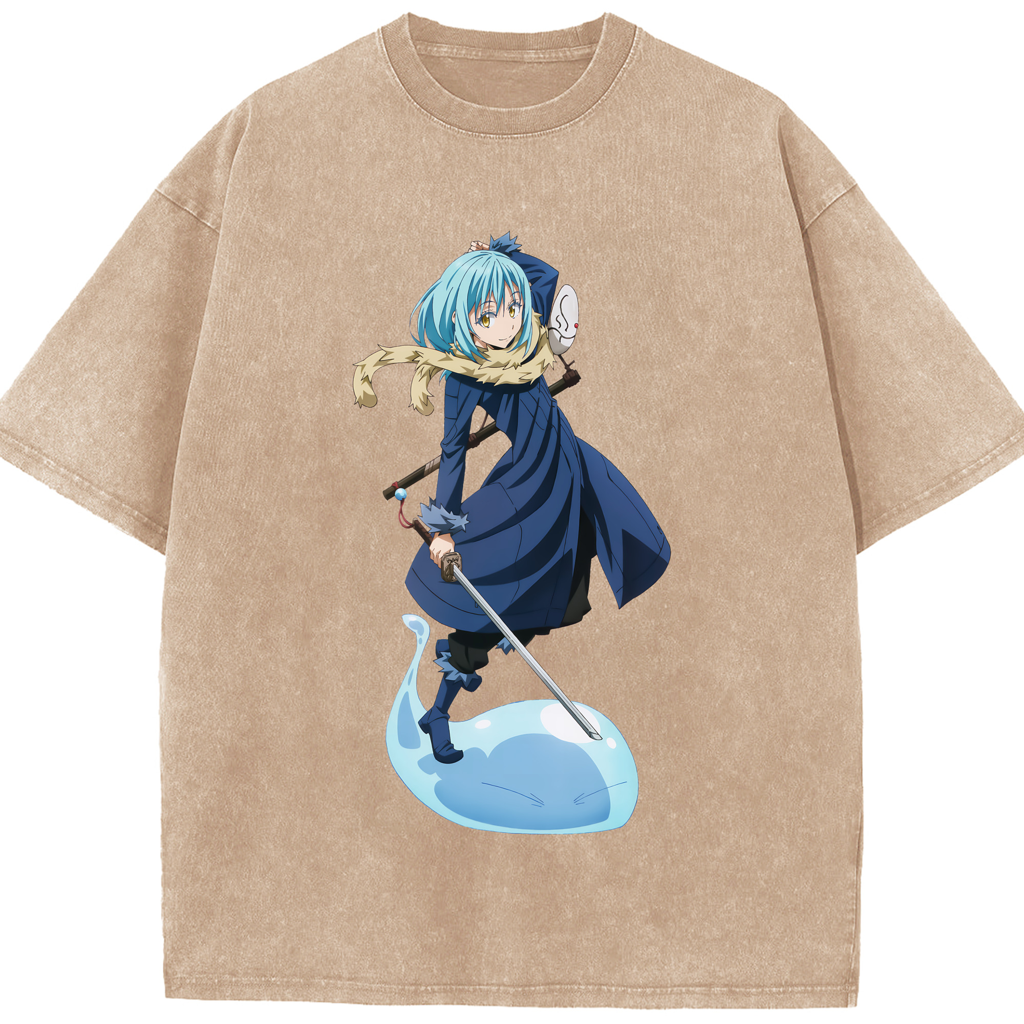 （画像用） 転スラ Regarding Reincarnated to Slime 綿100% ヴィンテージ風 半袖Tシャツ（フロントプリント）