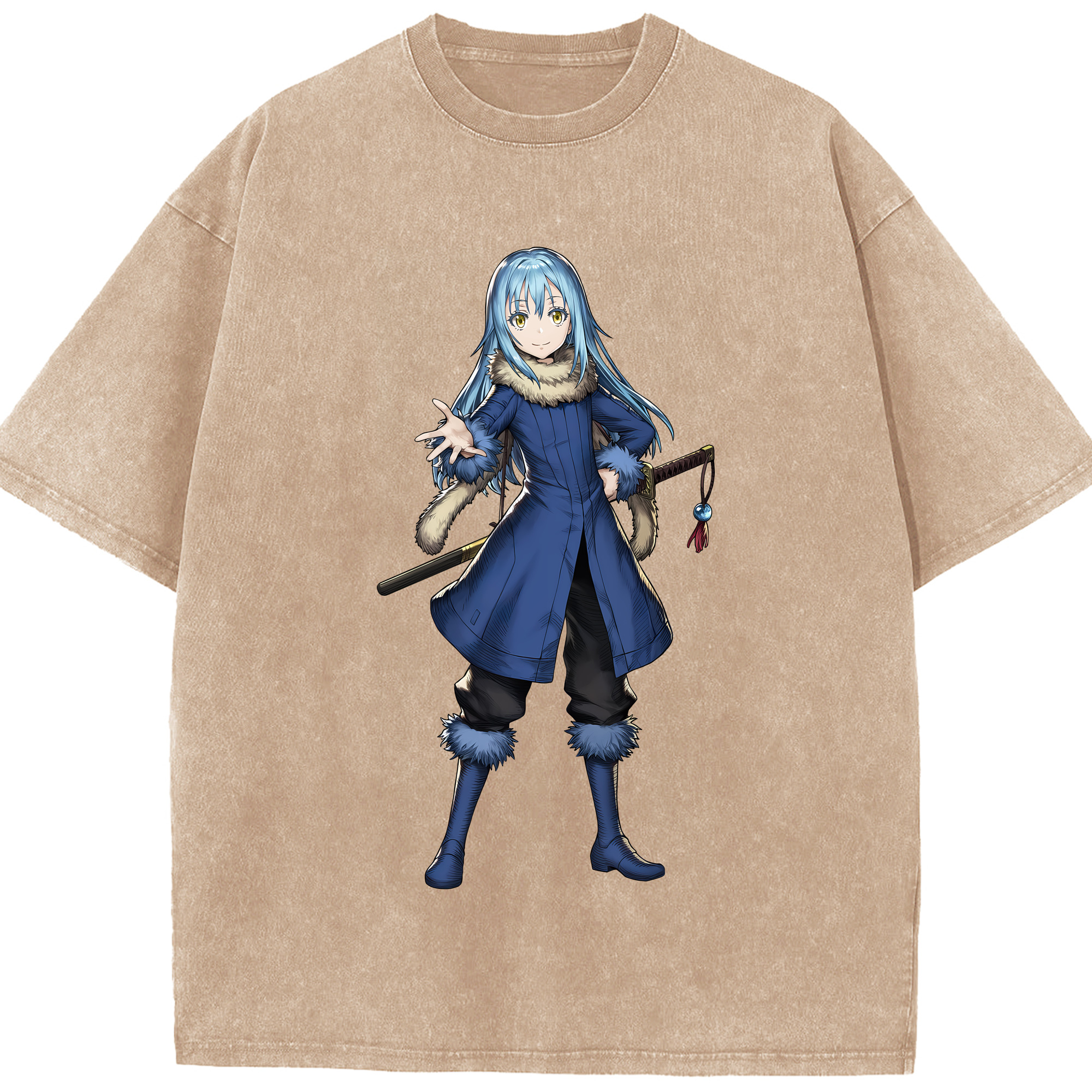 （画像用） 転スラ Regarding Reincarnated to Slime 綿100% ヴィンテージ風 半袖Tシャツ（フロントプリント）
