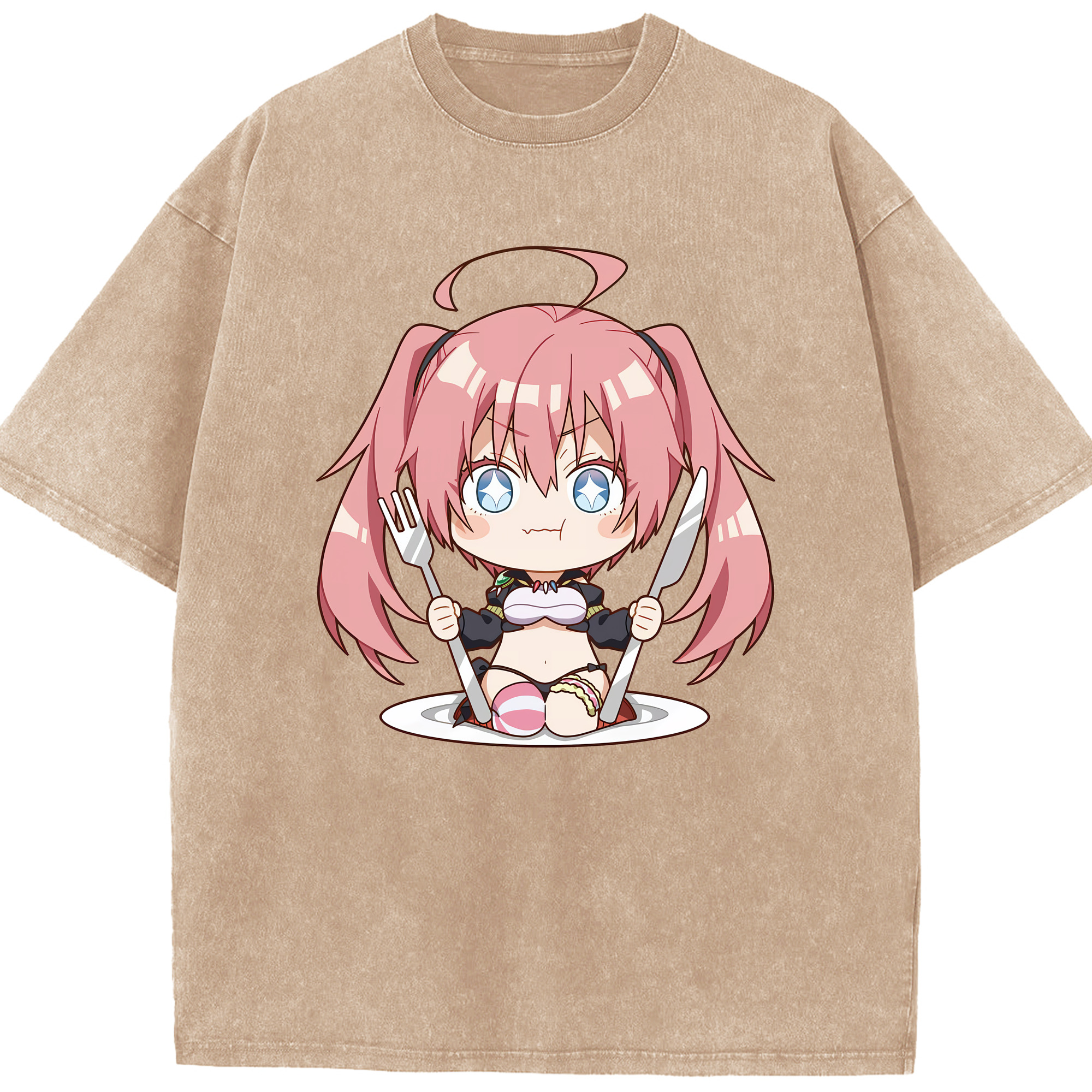 （画像用） 転スラ Regarding Reincarnated to Slime 綿100% ヴィンテージ風 半袖Tシャツ（フロントプリント）