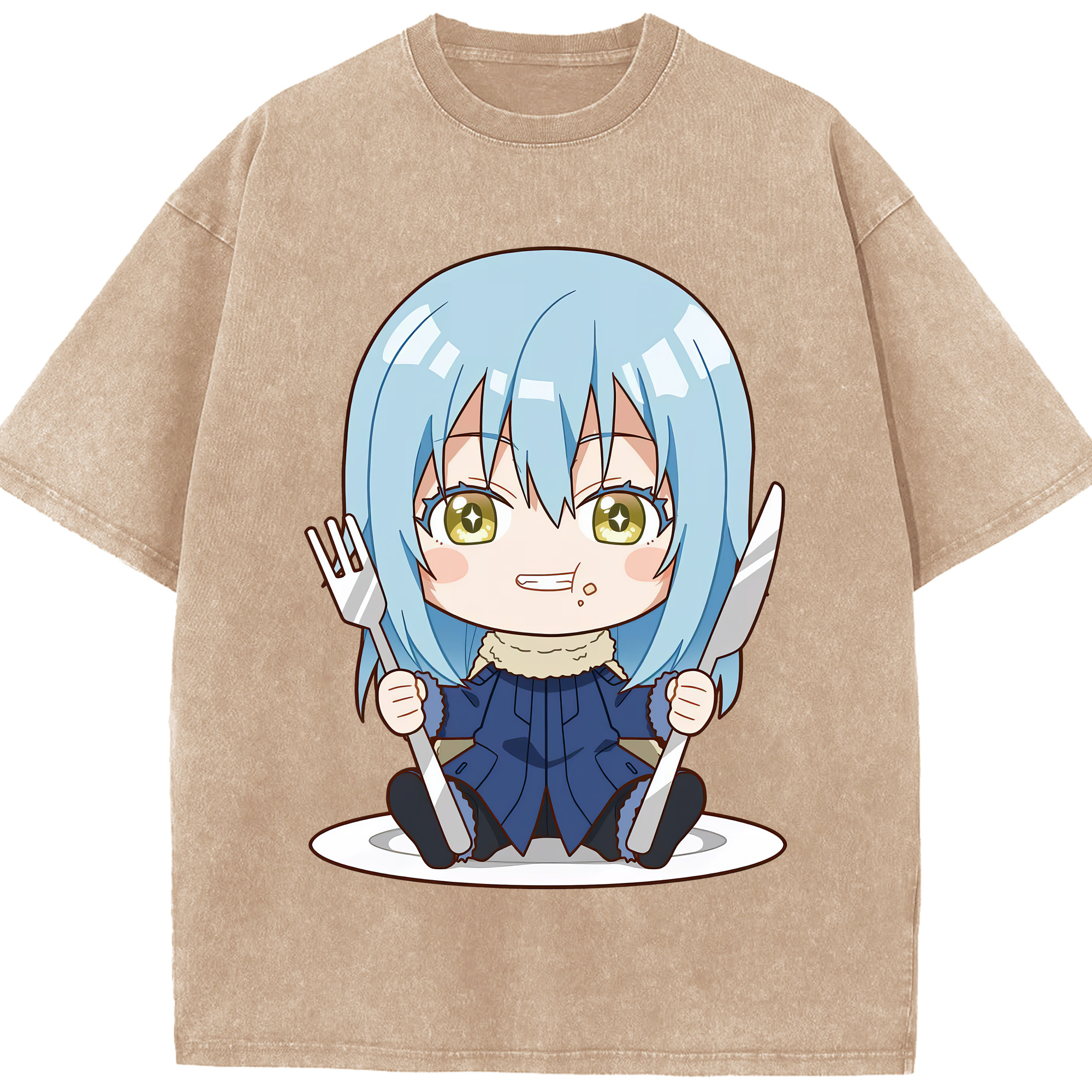 （画像用） 転スラ Regarding Reincarnated to Slime 綿100% ヴィンテージ風 半袖Tシャツ（フロントプリント）