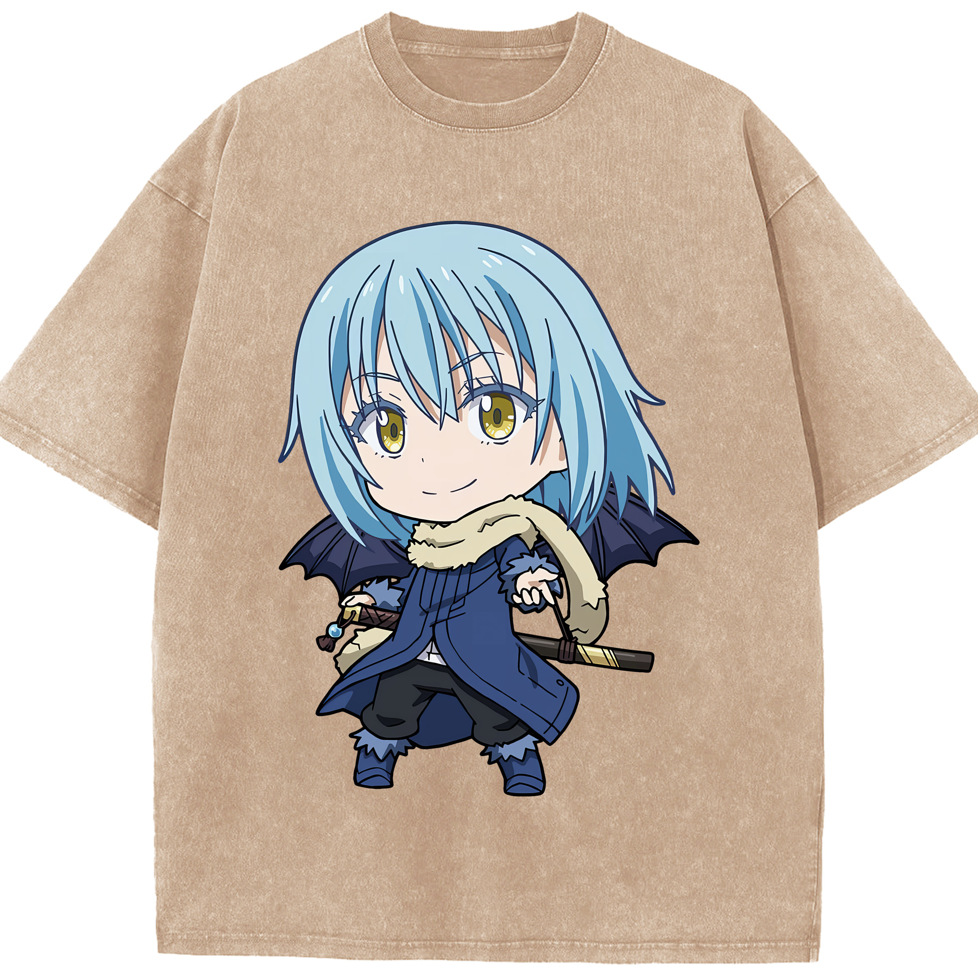 （画像用） 転スラ Regarding Reincarnated to Slime 綿100% ヴィンテージ風 半袖Tシャツ（フロントプリント）