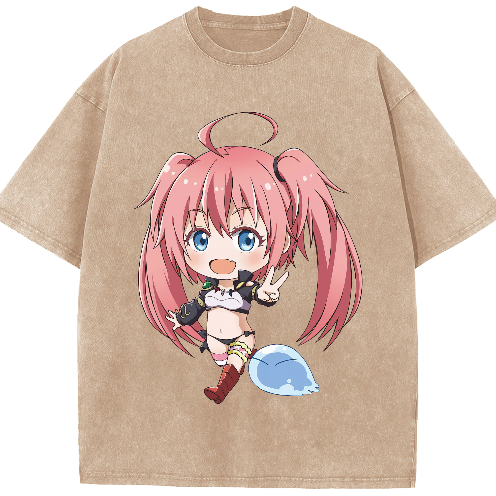 （画像用） 転スラ Regarding Reincarnated to Slime 綿100% ヴィンテージ風 半袖Tシャツ（フロントプリント）