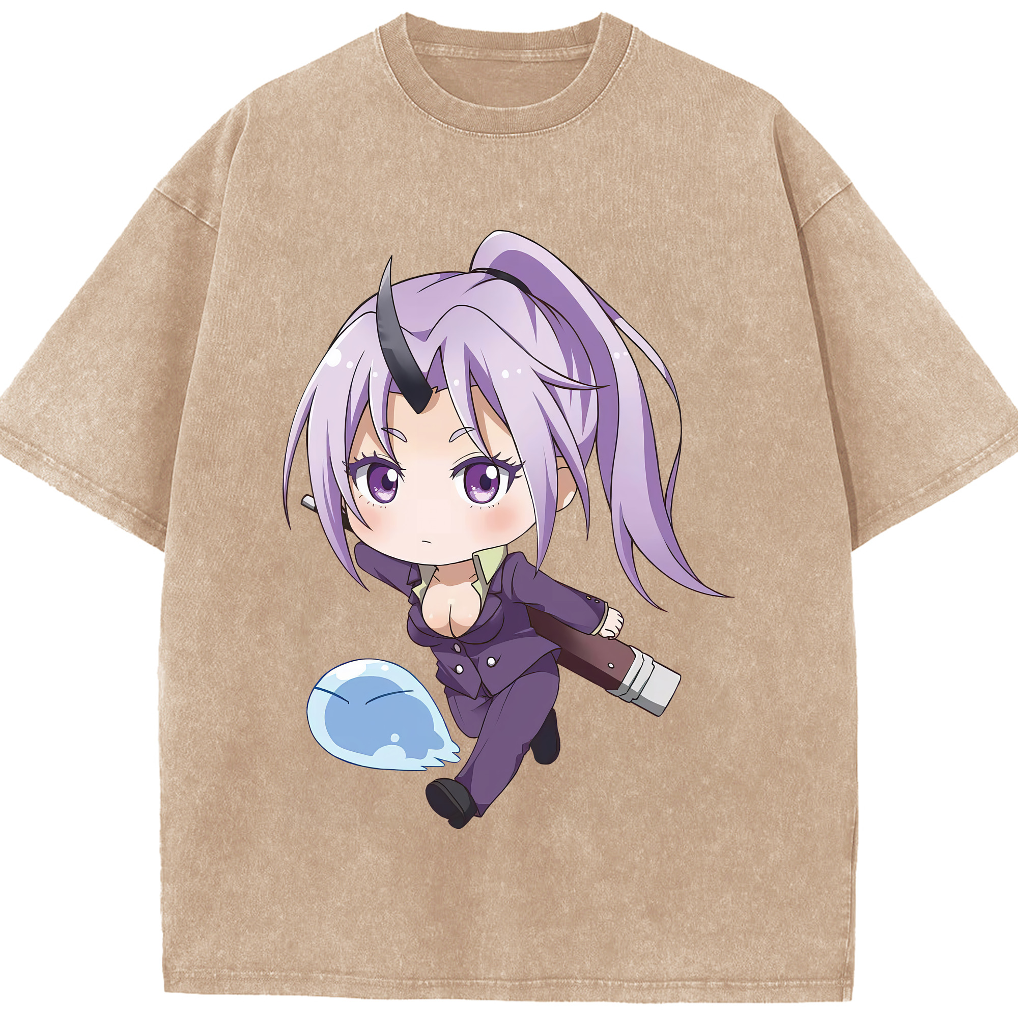 （画像用） 転スラ Regarding Reincarnated to Slime 綿100% ヴィンテージ風 半袖Tシャツ（フロントプリント）