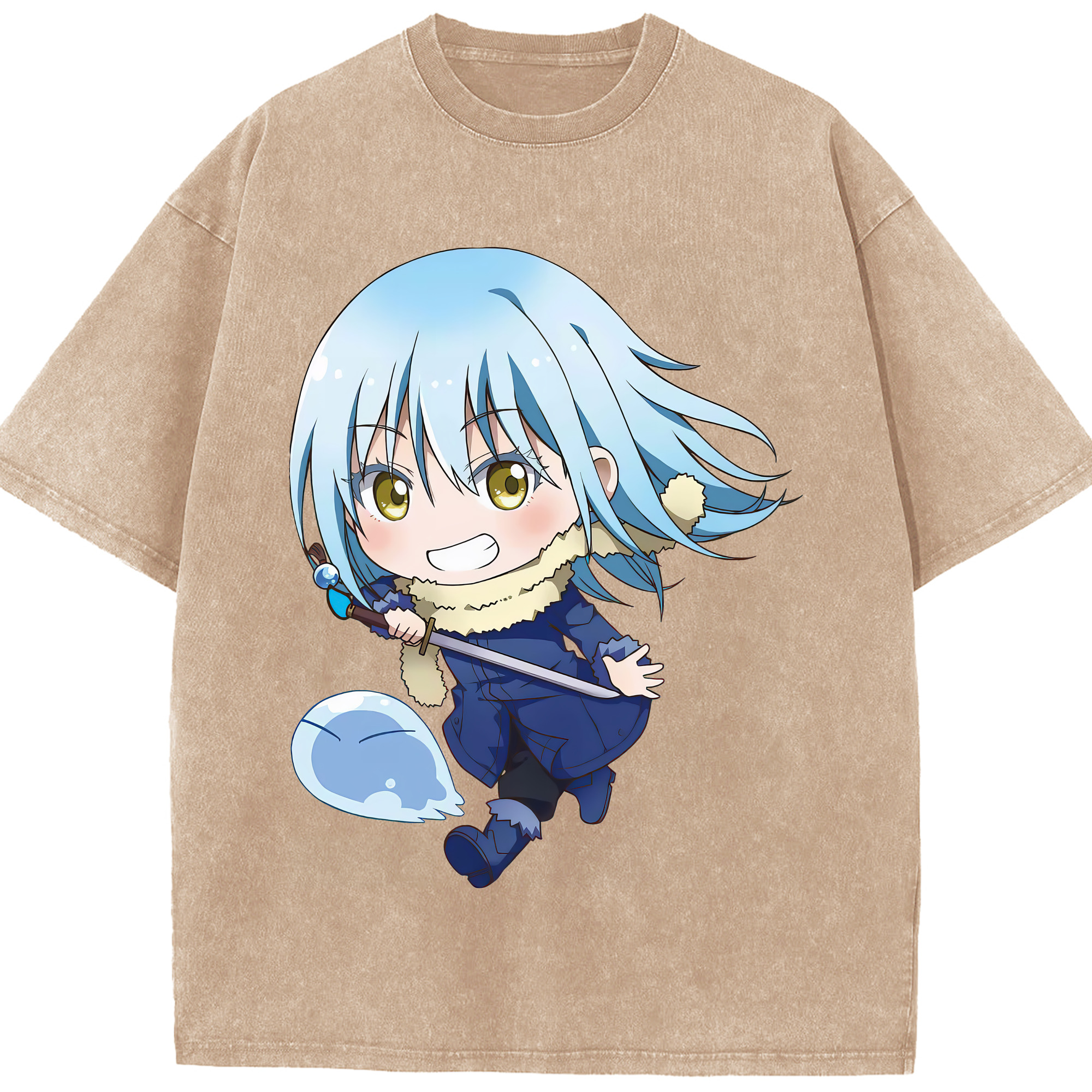 （画像用） 転スラ Regarding Reincarnated to Slime 綿100% ヴィンテージ風 半袖Tシャツ（フロントプリント）