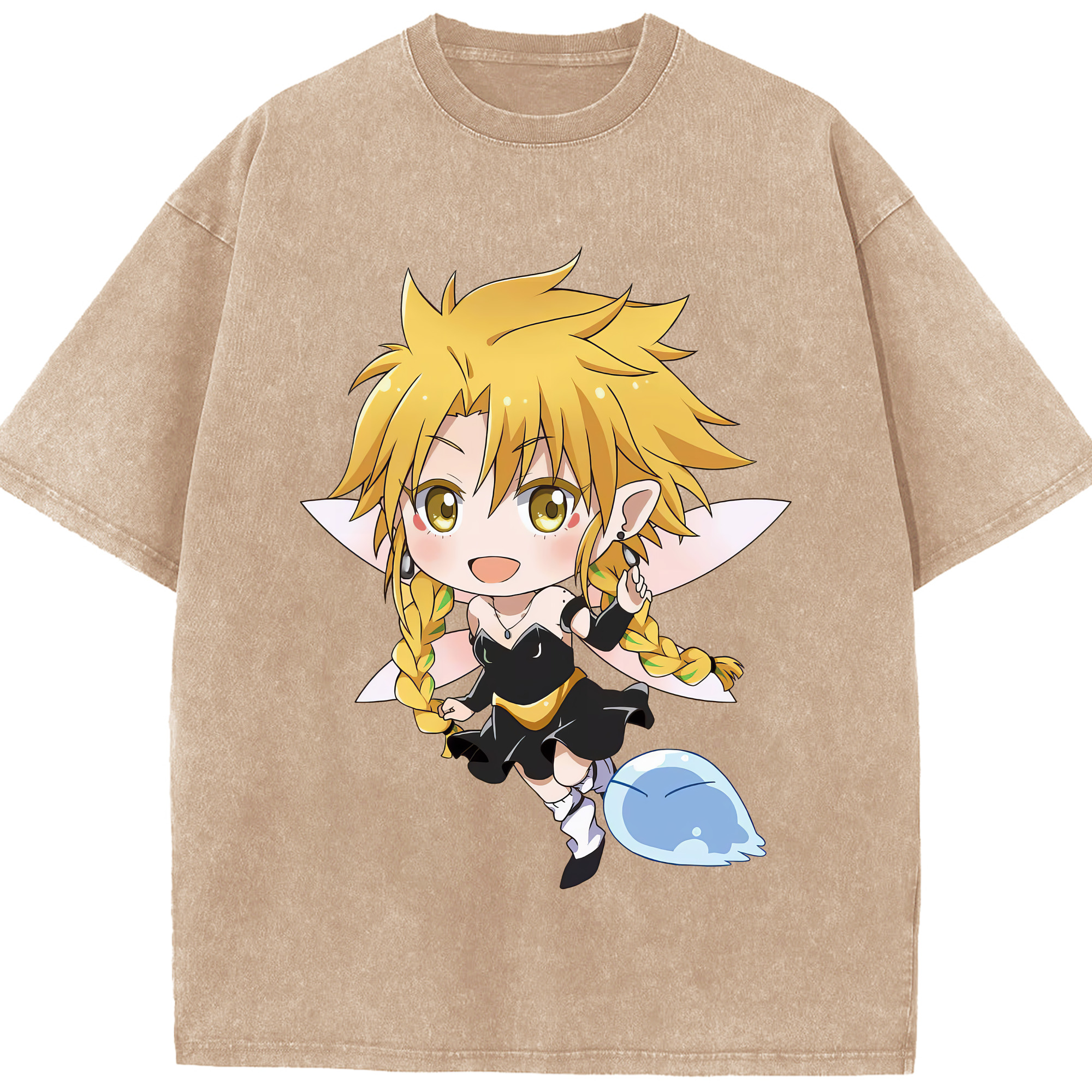（画像用） 転スラ Regarding Reincarnated to Slime 綿100% ヴィンテージ風 半袖Tシャツ（フロントプリント）