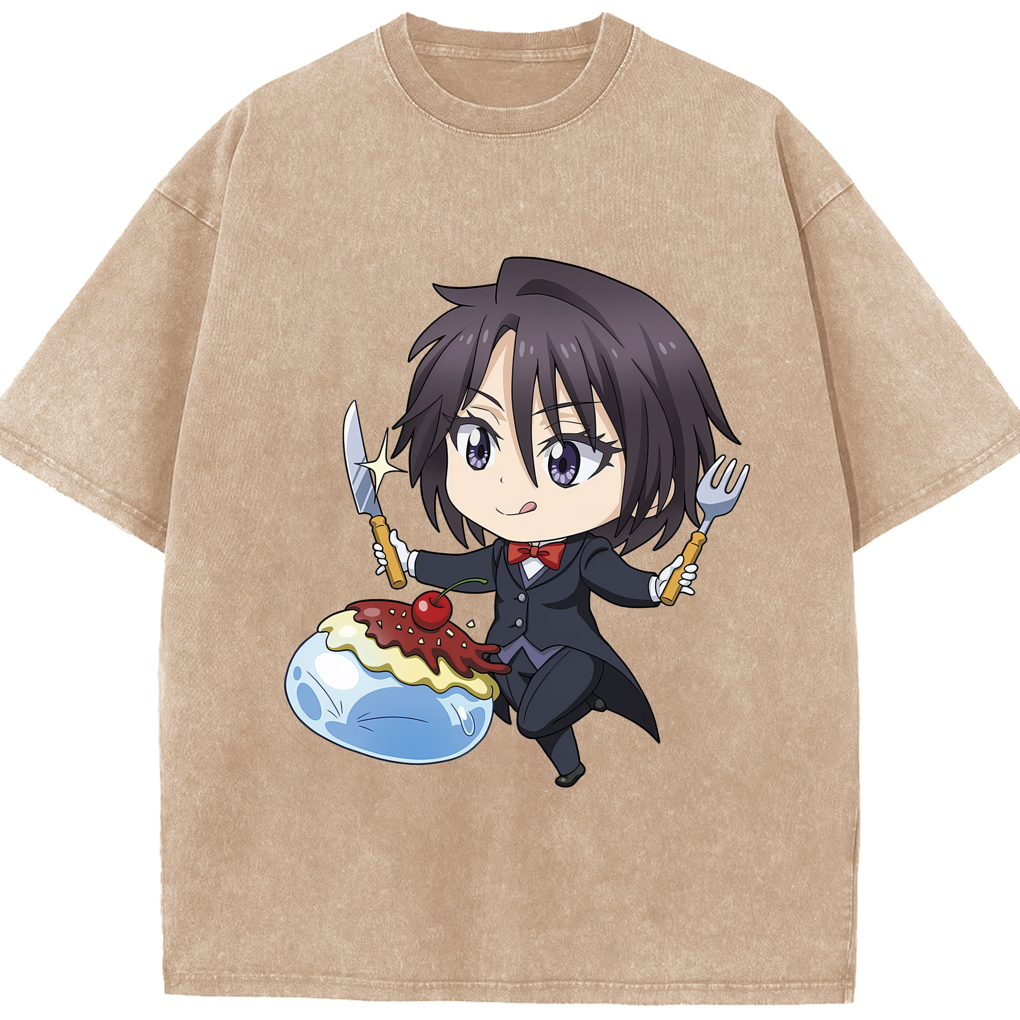 （画像用） 転スラ Regarding Reincarnated to Slime 綿100% ヴィンテージ風 半袖Tシャツ（フロントプリント）