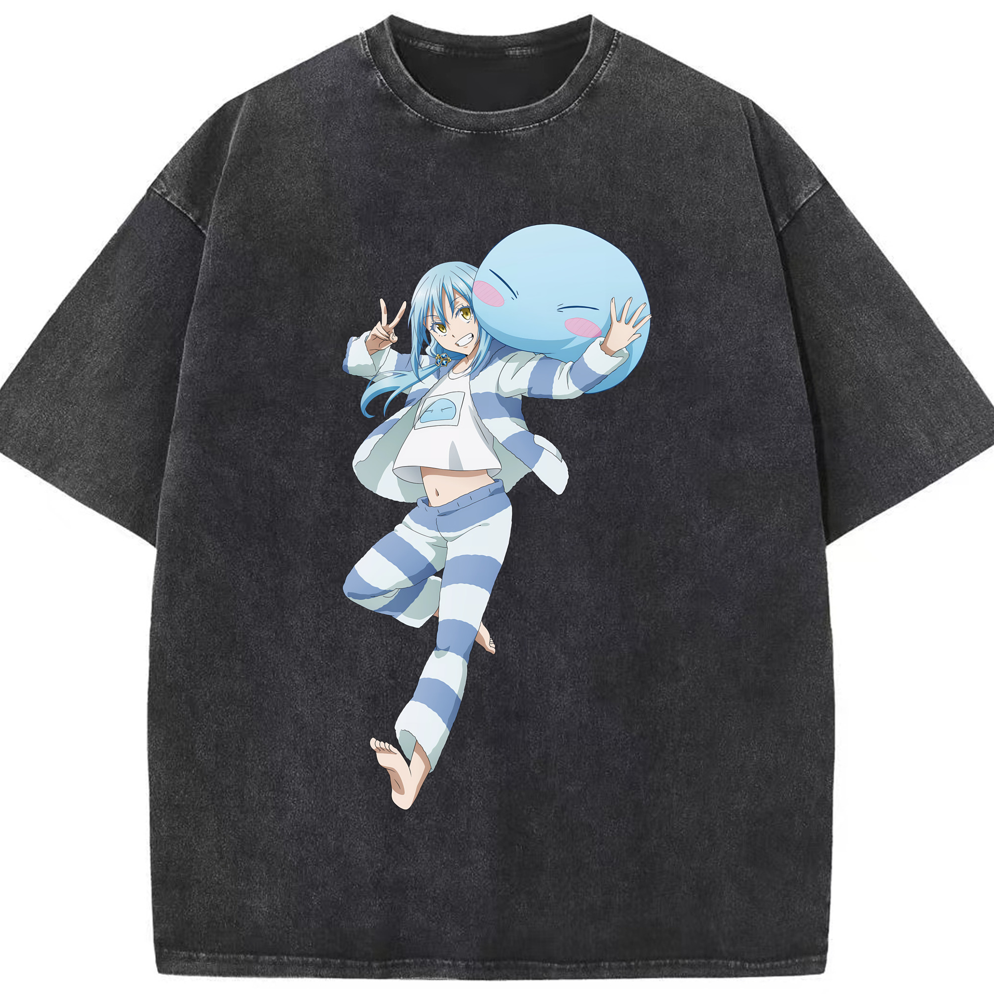 （画像用） 転スラ Regarding Reincarnated to Slime 綿100% ヴィンテージ風 半袖Tシャツ（フロントプリント）