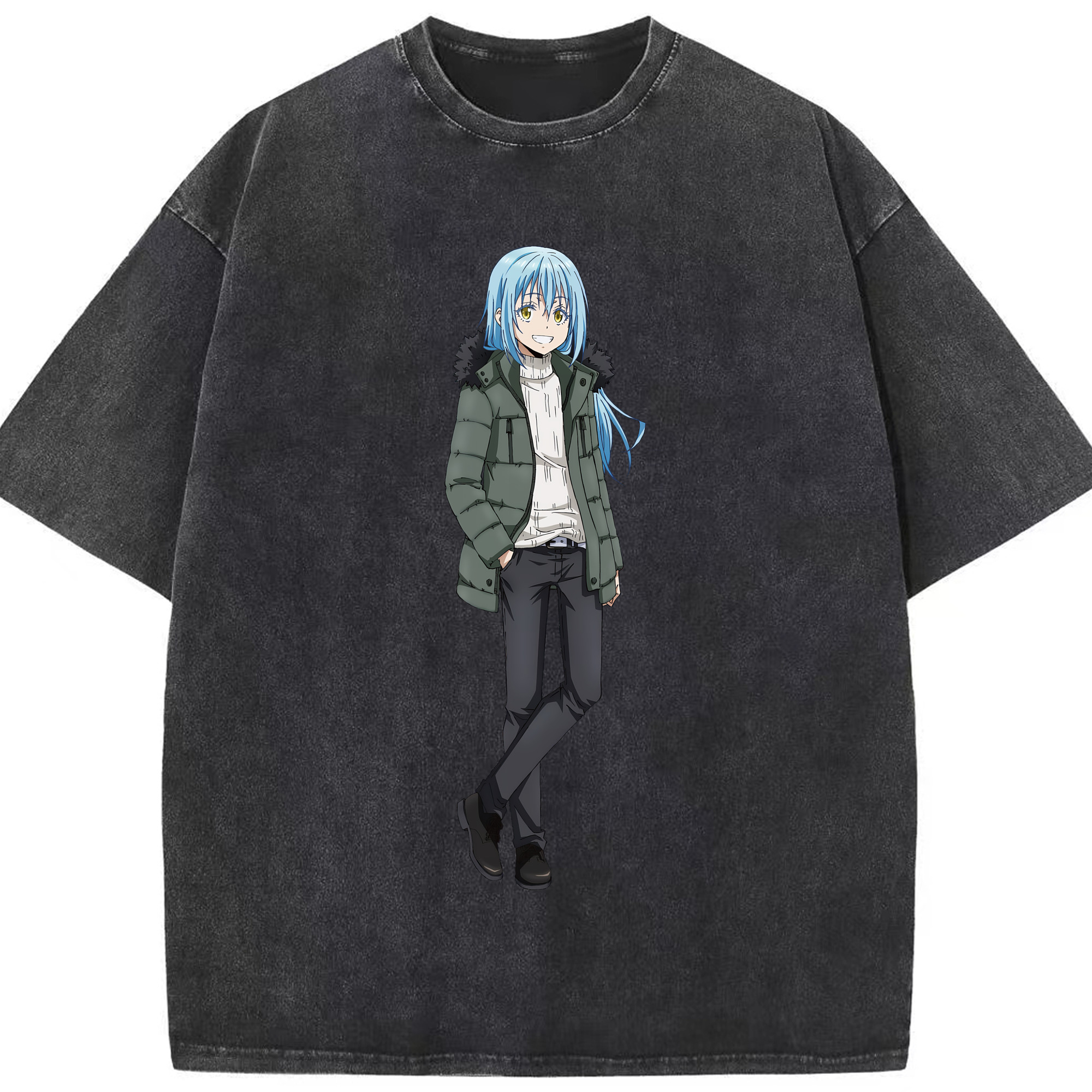 （画像用） 転スラ Regarding Reincarnated to Slime 綿100% ヴィンテージ風 半袖Tシャツ（フロントプリント）