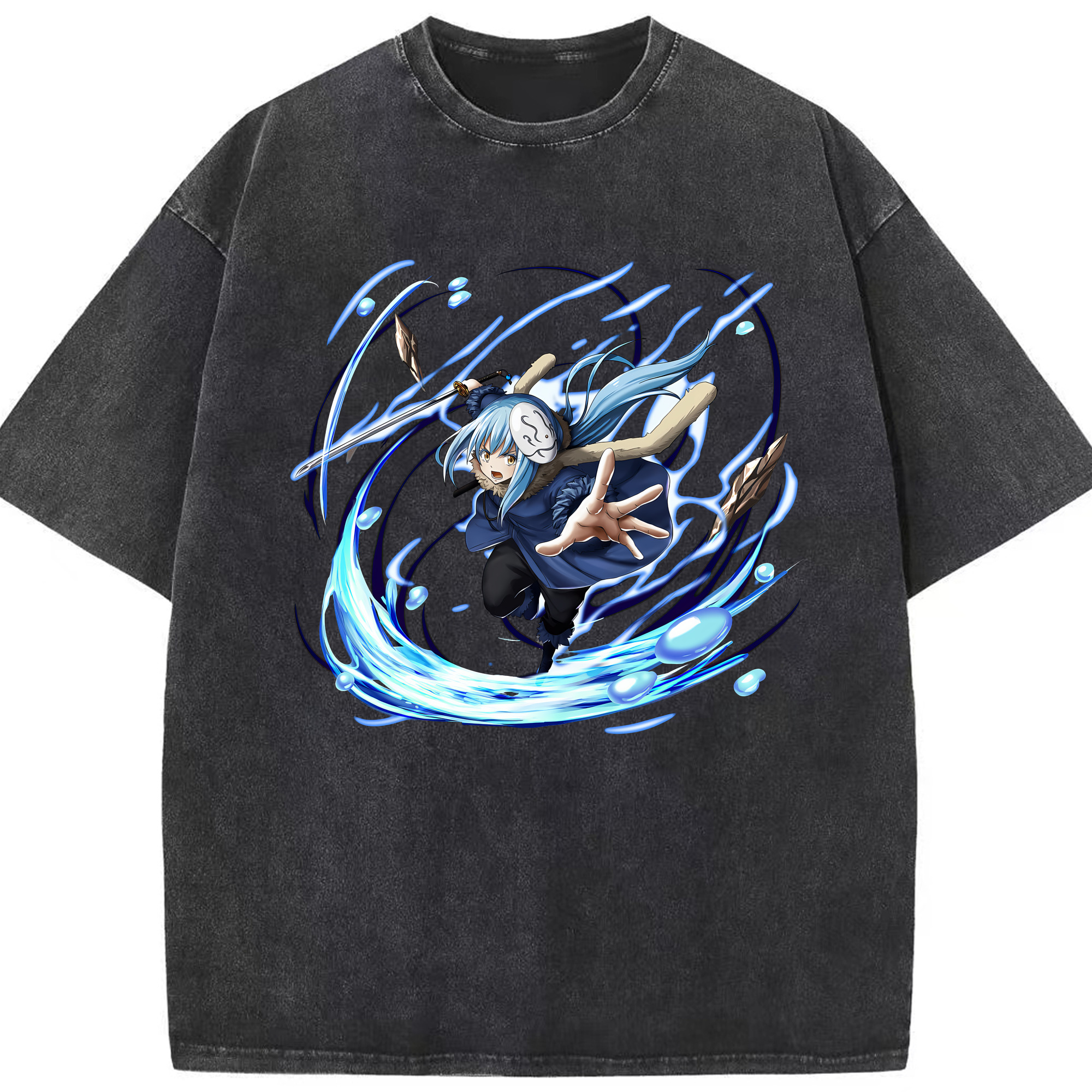 （画像用） 転スラ Regarding Reincarnated to Slime 綿100% ヴィンテージ風 半袖Tシャツ（フロントプリント）