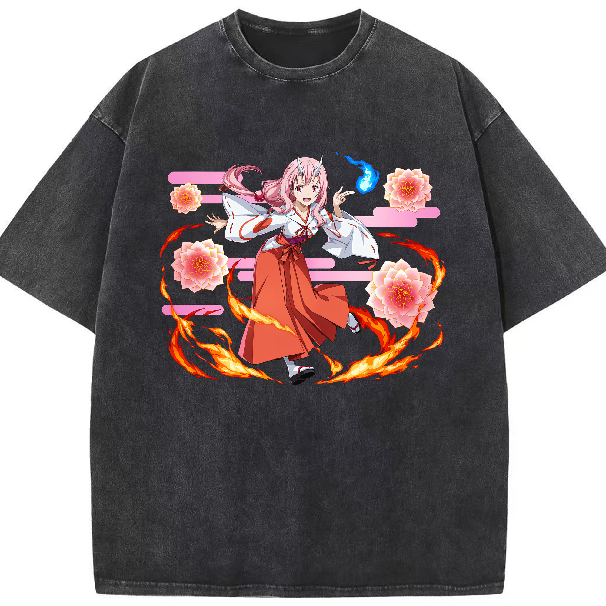 （画像用） 転スラ Regarding Reincarnated to Slime 綿100% ヴィンテージ風 半袖Tシャツ（フロントプリント）