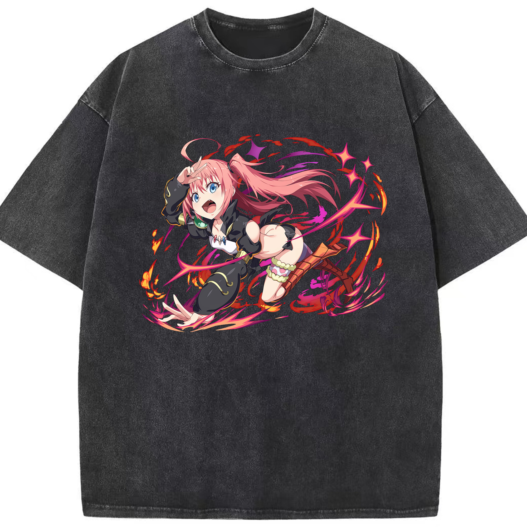 （画像用） 転スラ Regarding Reincarnated to Slime 綿100% ヴィンテージ風 半袖Tシャツ（フロントプリント）