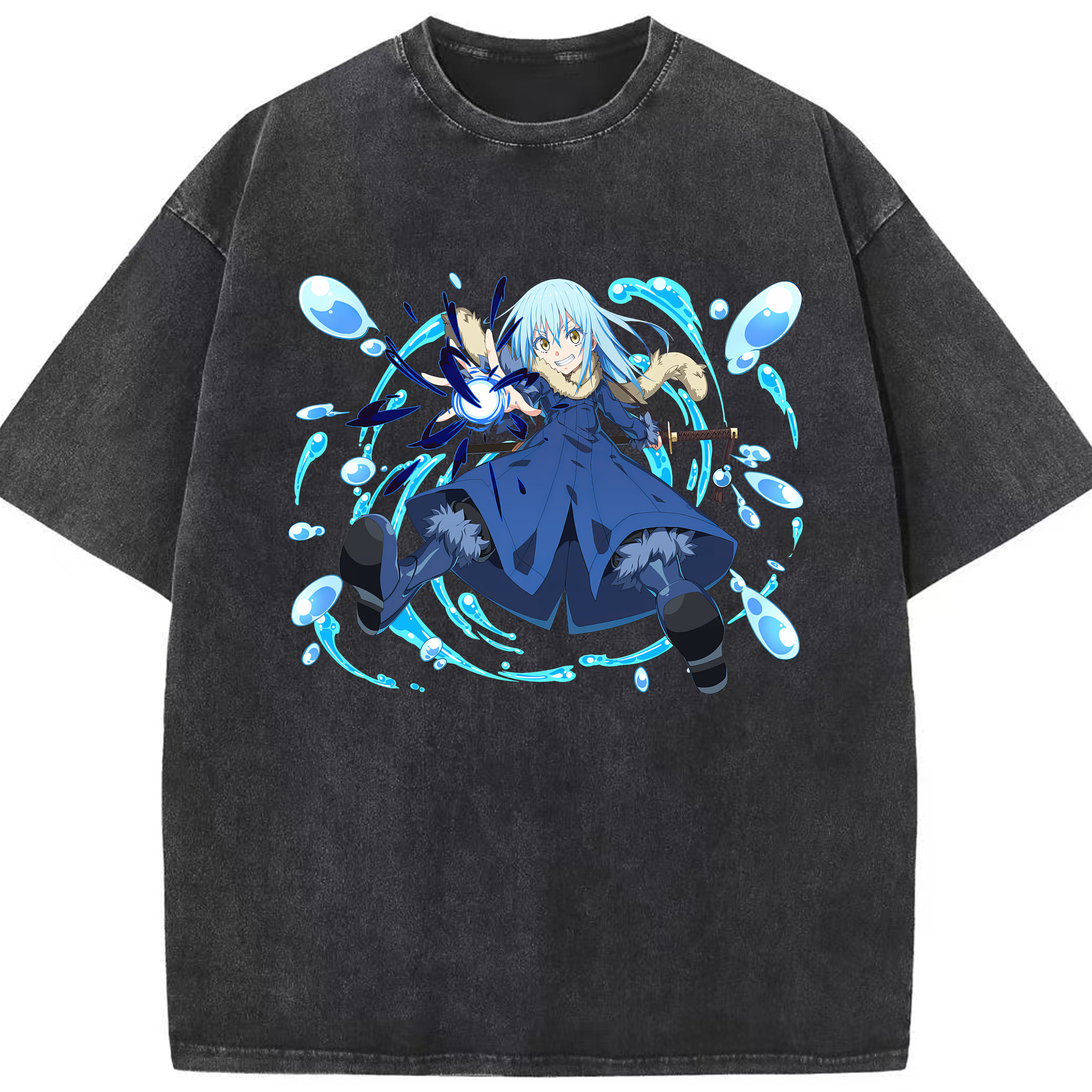 （画像用） 転スラ Regarding Reincarnated to Slime 綿100% ヴィンテージ風 半袖Tシャツ（フロントプリント）