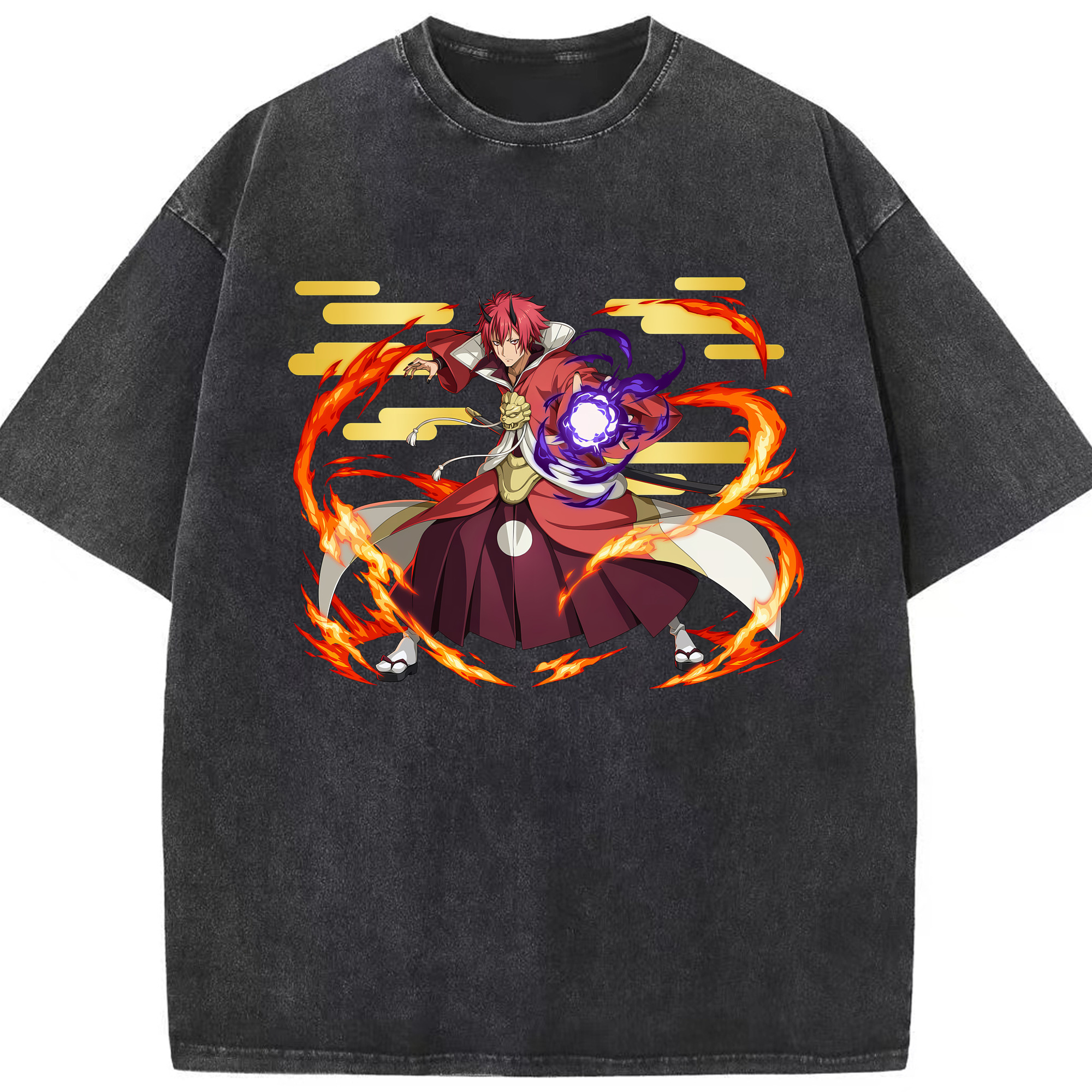 （画像用） 転スラ Regarding Reincarnated to Slime 綿100% ヴィンテージ風 半袖Tシャツ（フロントプリント）