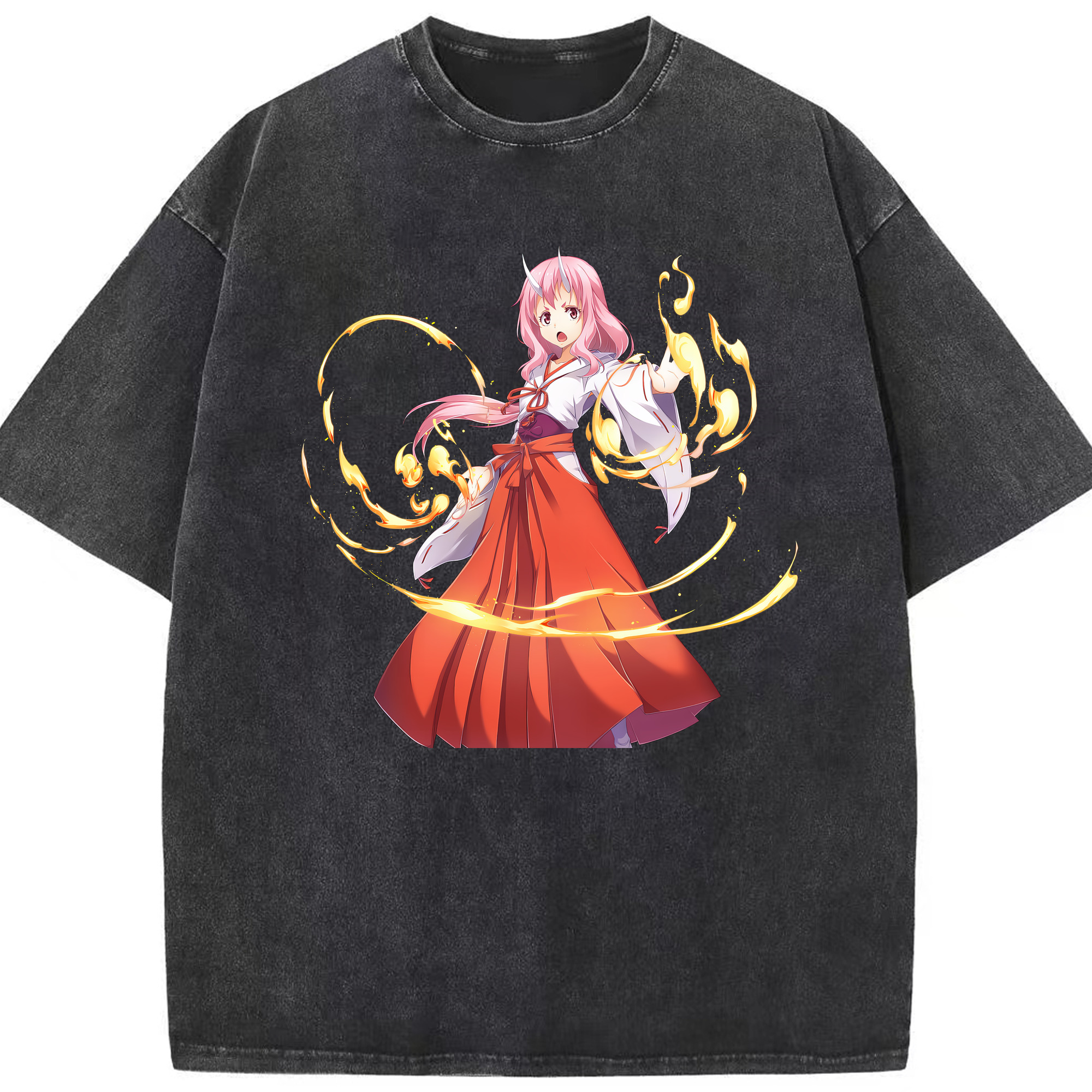 （画像用） 転スラ Regarding Reincarnated to Slime 綿100% ヴィンテージ風 半袖Tシャツ（フロントプリント）