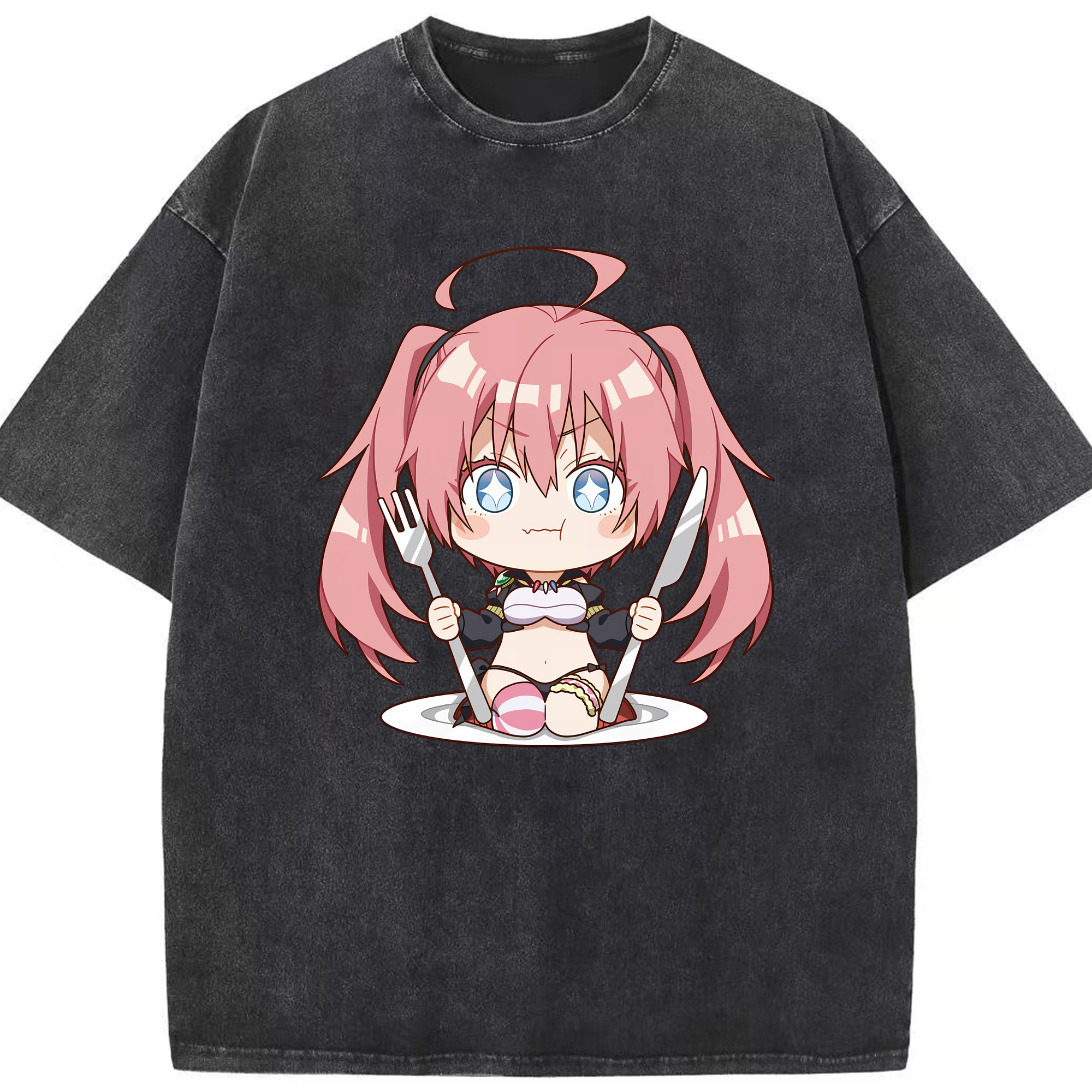 （画像用） 転スラ Regarding Reincarnated to Slime 綿100% ヴィンテージ風 半袖Tシャツ（フロントプリント）