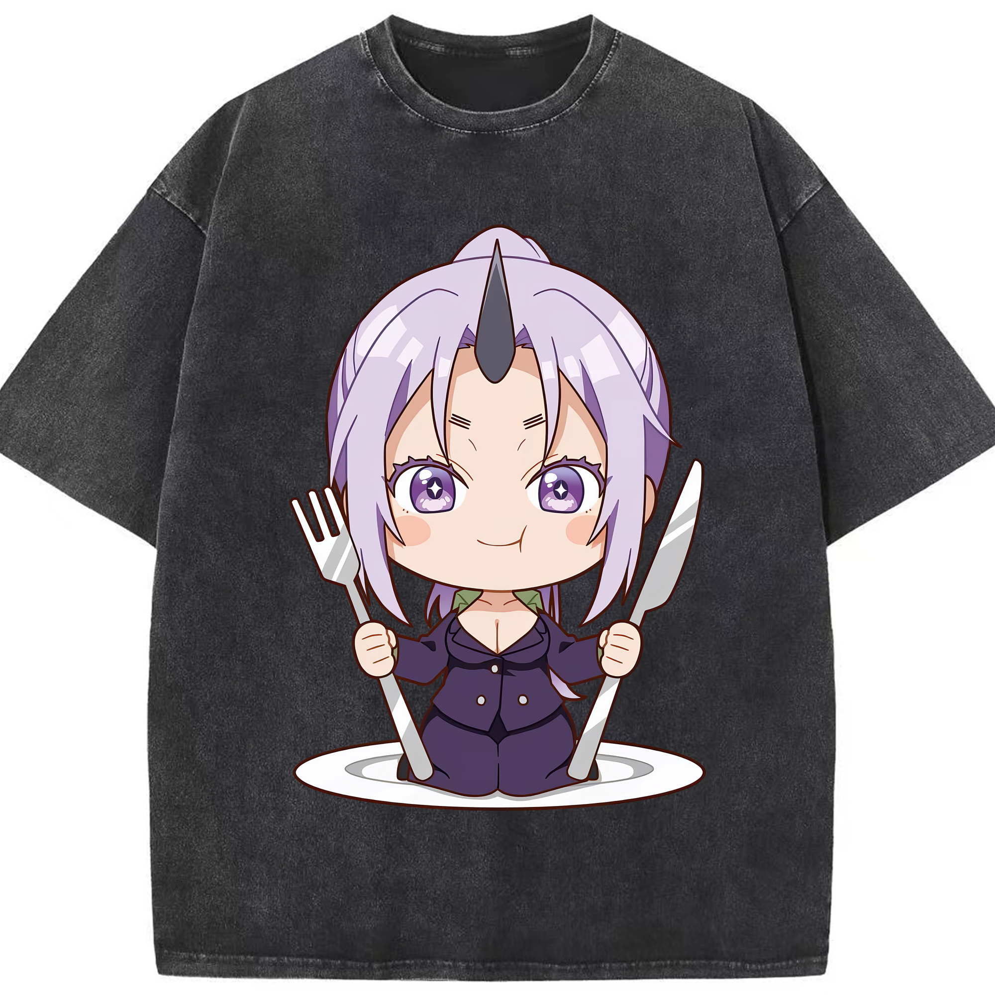 （画像用） 転スラ Regarding Reincarnated to Slime 綿100% ヴィンテージ風 半袖Tシャツ（フロントプリント）