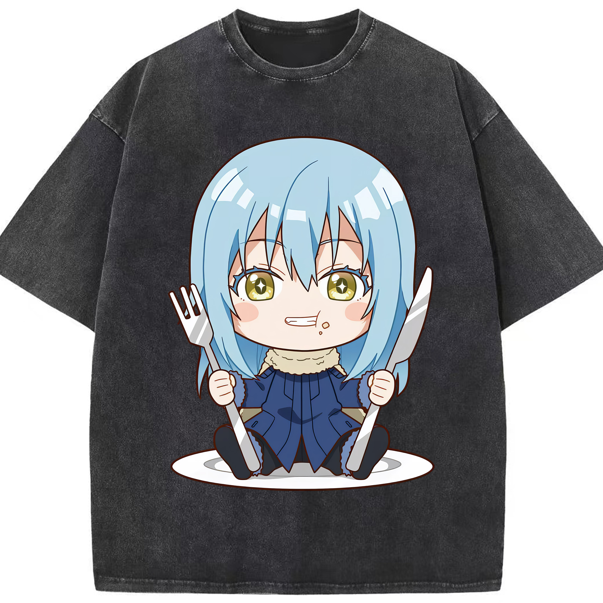 （画像用） 転スラ Regarding Reincarnated to Slime 綿100% ヴィンテージ風 半袖Tシャツ（フロントプリント）