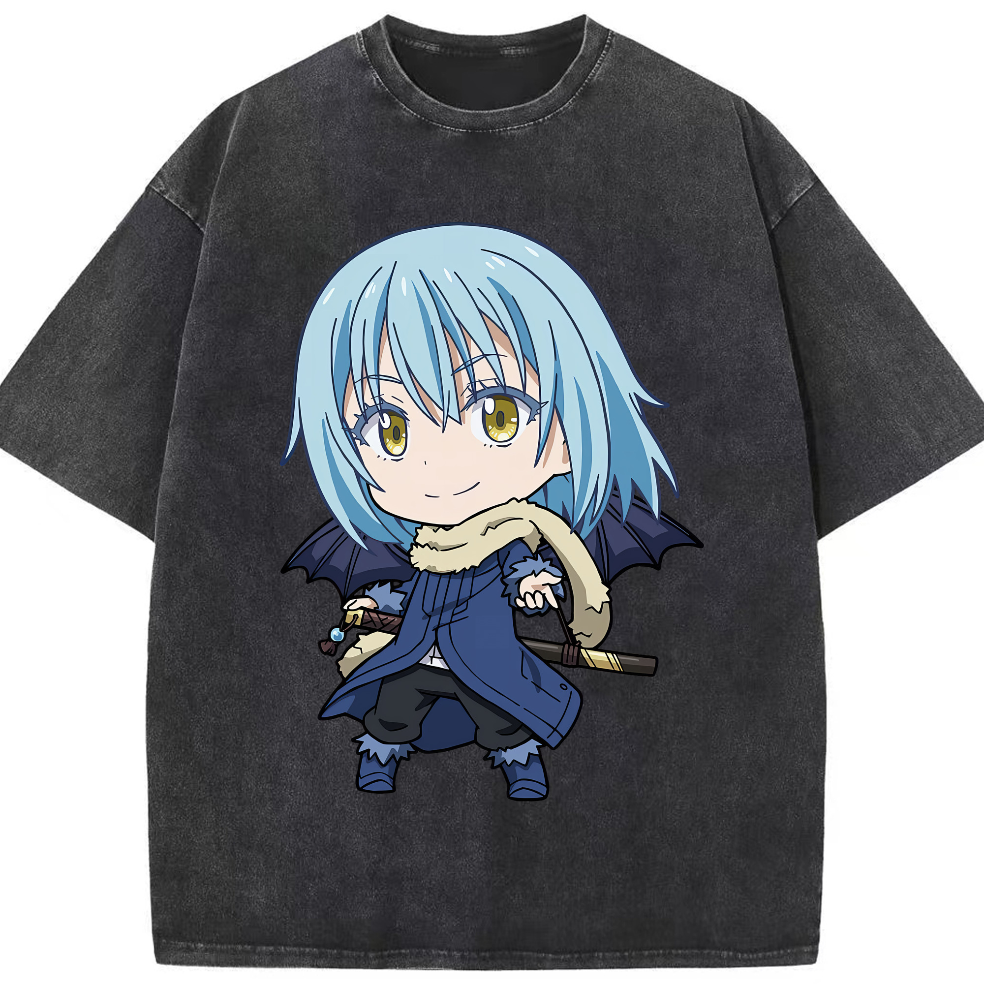（画像用） 転スラ Regarding Reincarnated to Slime 綿100% ヴィンテージ風 半袖Tシャツ（フロントプリント）