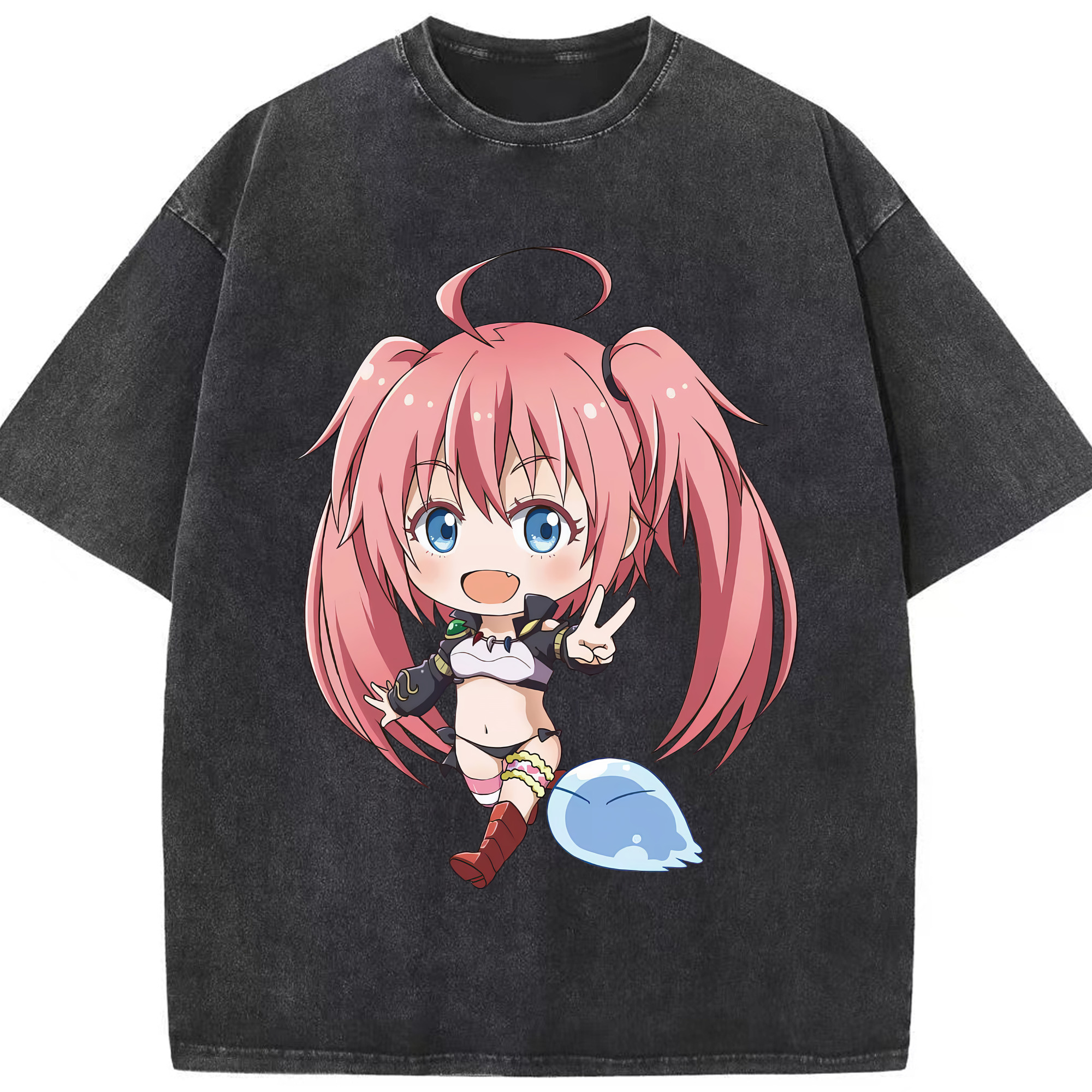 （画像用） 転スラ Regarding Reincarnated to Slime 綿100% ヴィンテージ風 半袖Tシャツ（フロントプリント）