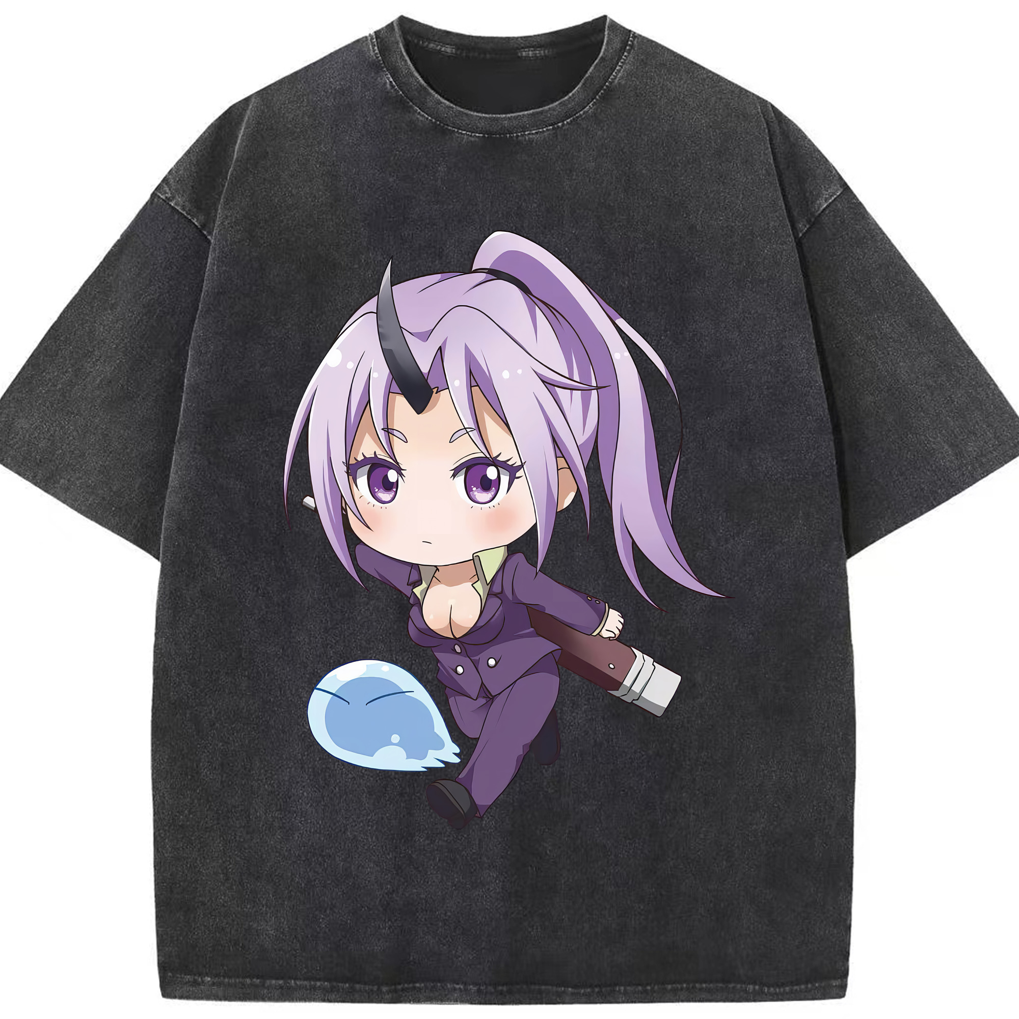（画像用） 転スラ Regarding Reincarnated to Slime 綿100% ヴィンテージ風 半袖Tシャツ（フロントプリント）