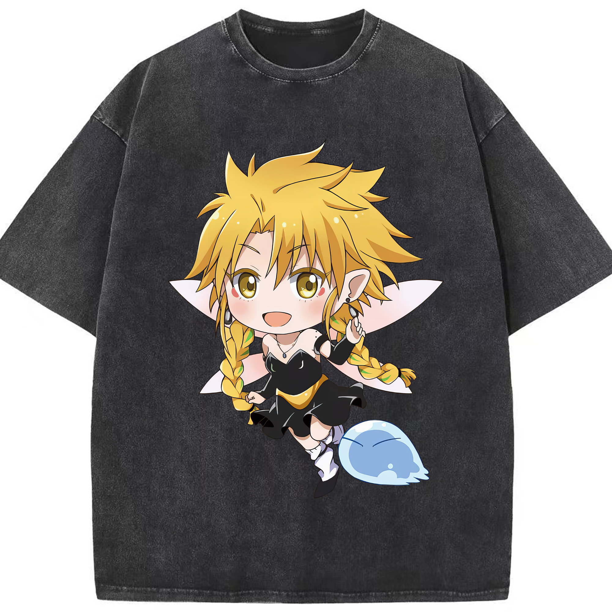（画像用） 転スラ Regarding Reincarnated to Slime 綿100% ヴィンテージ風 半袖Tシャツ（フロントプリント）