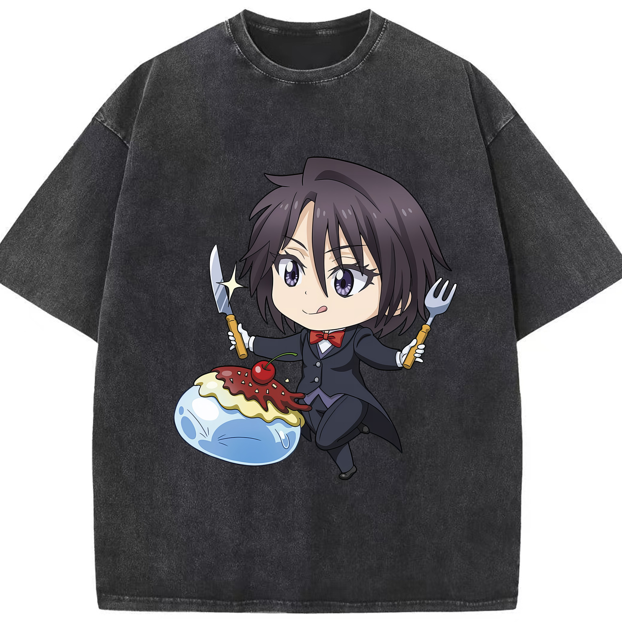 （画像用） 転スラ Regarding Reincarnated to Slime 綿100% ヴィンテージ風 半袖Tシャツ（フロントプリント）