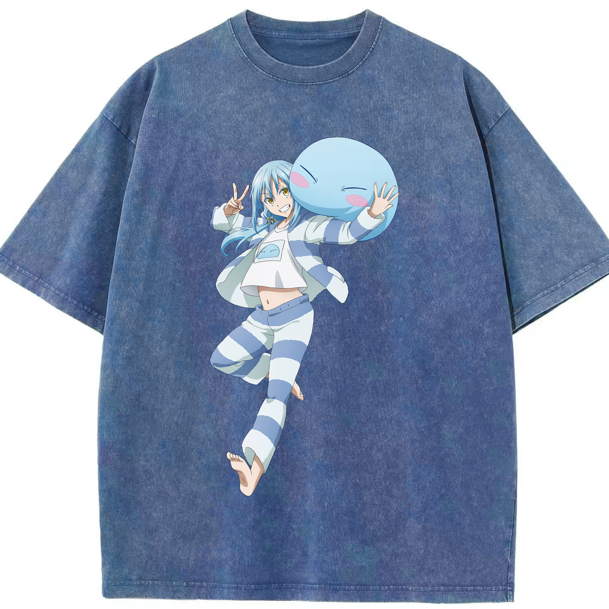 （画像用） 転スラ Regarding Reincarnated to Slime 綿100% ヴィンテージ風 半袖Tシャツ（フロントプリント）