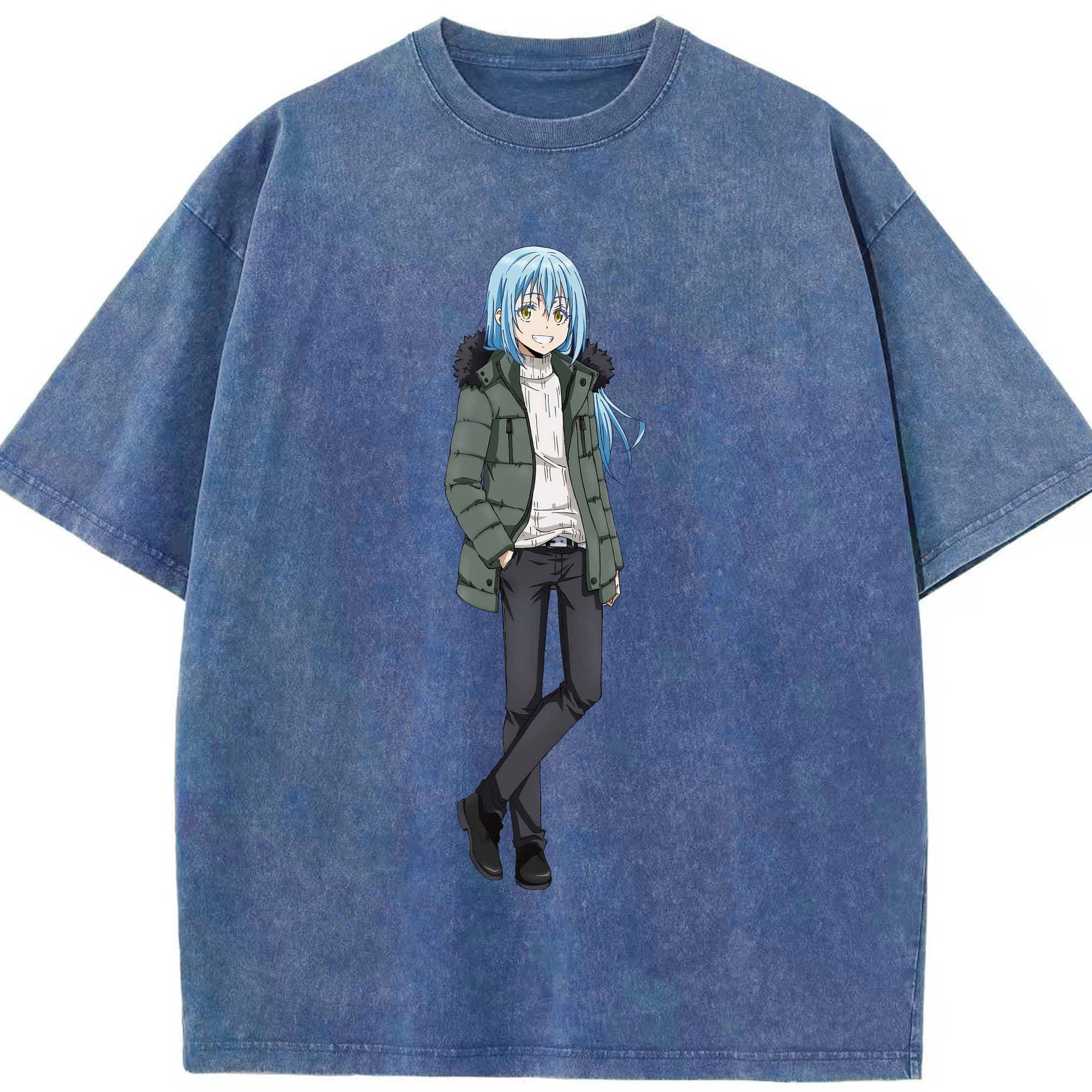（画像用） 転スラ Regarding Reincarnated to Slime 綿100% ヴィンテージ風 半袖Tシャツ（フロントプリント）