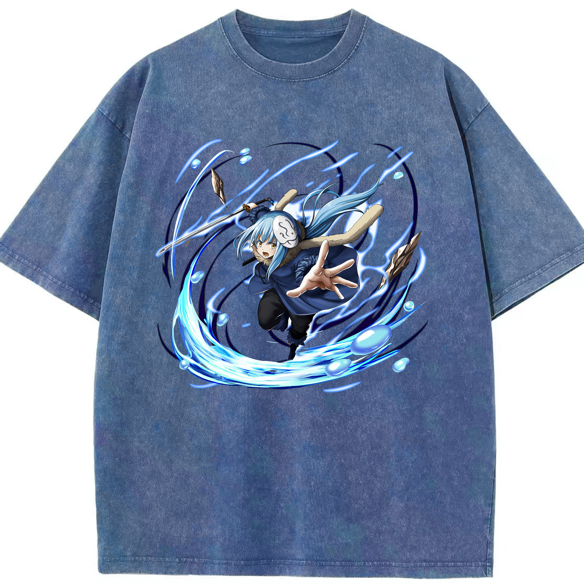 （画像用） 転スラ Regarding Reincarnated to Slime 綿100% ヴィンテージ風 半袖Tシャツ（フロントプリント）