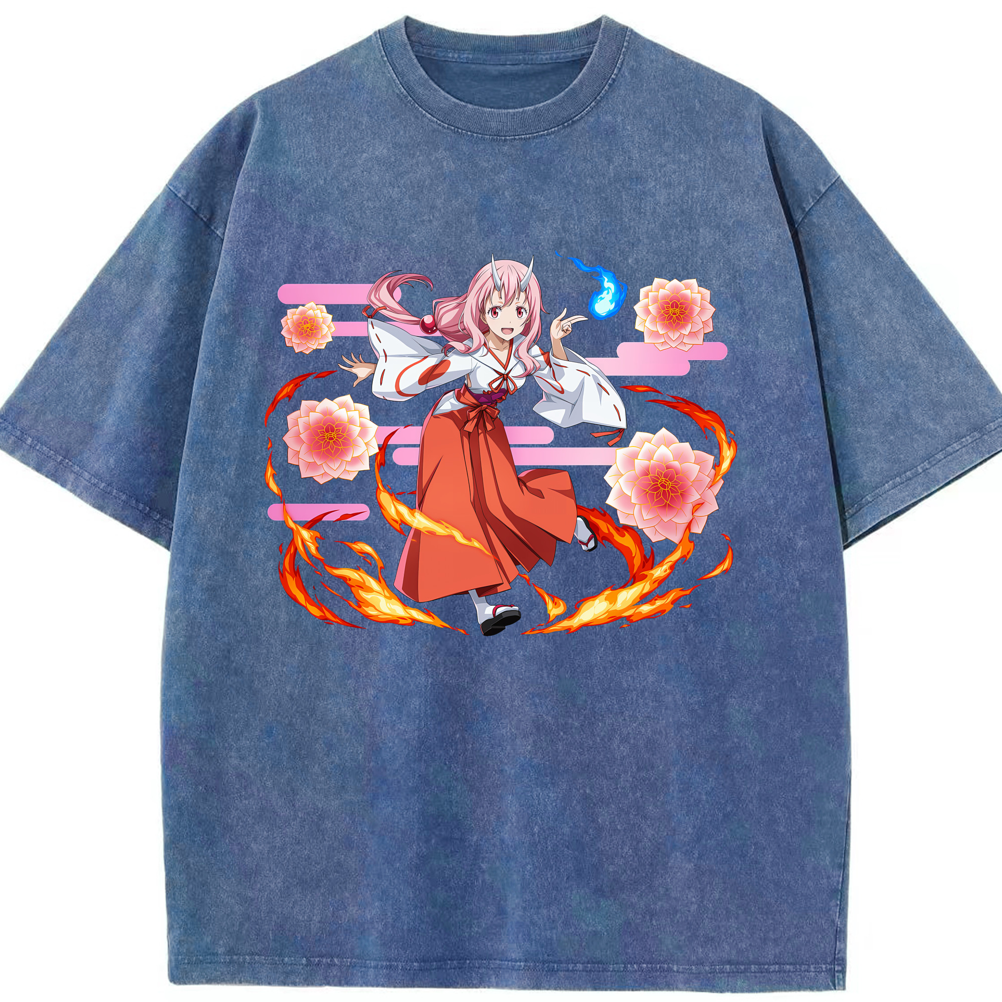（画像用） 転スラ Regarding Reincarnated to Slime 綿100% ヴィンテージ風 半袖Tシャツ（フロントプリント）