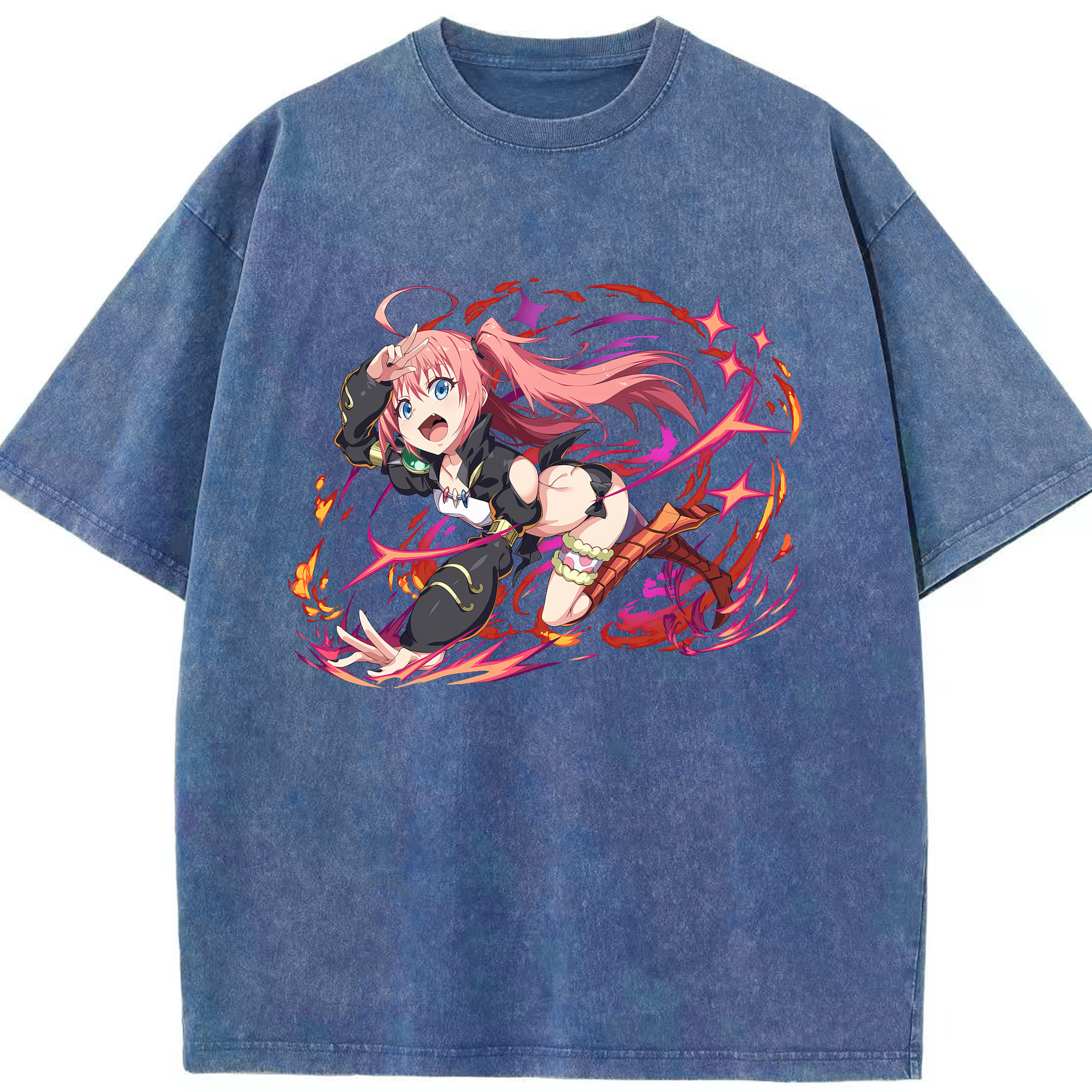 （画像用） 転スラ Regarding Reincarnated to Slime 綿100% ヴィンテージ風 半袖Tシャツ（フロントプリント）