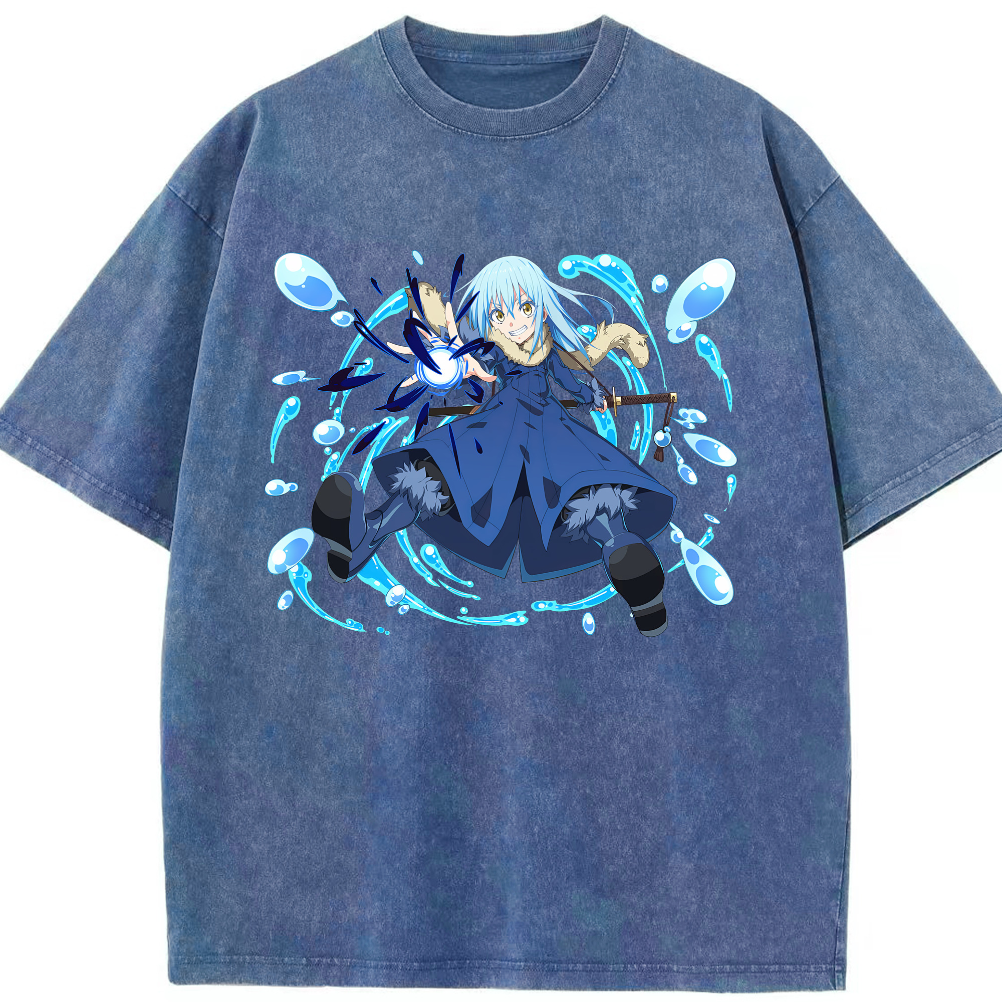 （画像用） 転スラ Regarding Reincarnated to Slime 綿100% ヴィンテージ風 半袖Tシャツ（フロントプリント）