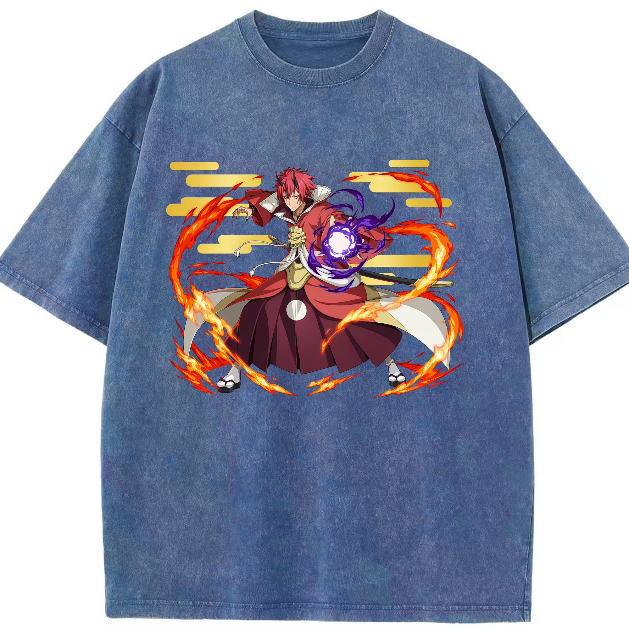 （画像用） 転スラ Regarding Reincarnated to Slime 綿100% ヴィンテージ風 半袖Tシャツ（フロントプリント）
