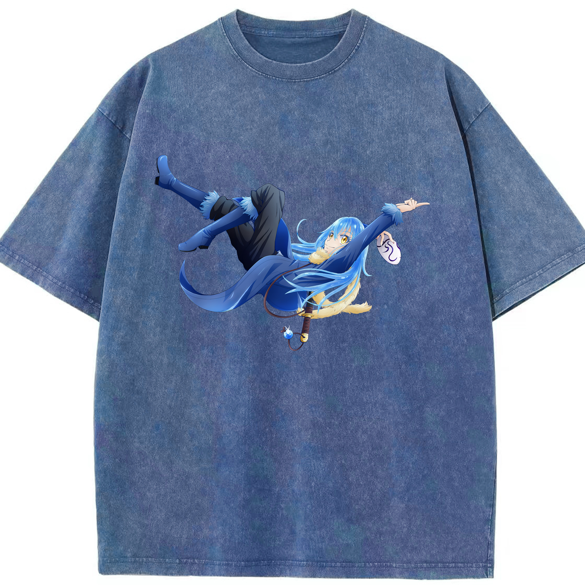 （画像用） 転スラ Regarding Reincarnated to Slime 綿100% ヴィンテージ風 半袖Tシャツ（フロントプリント）