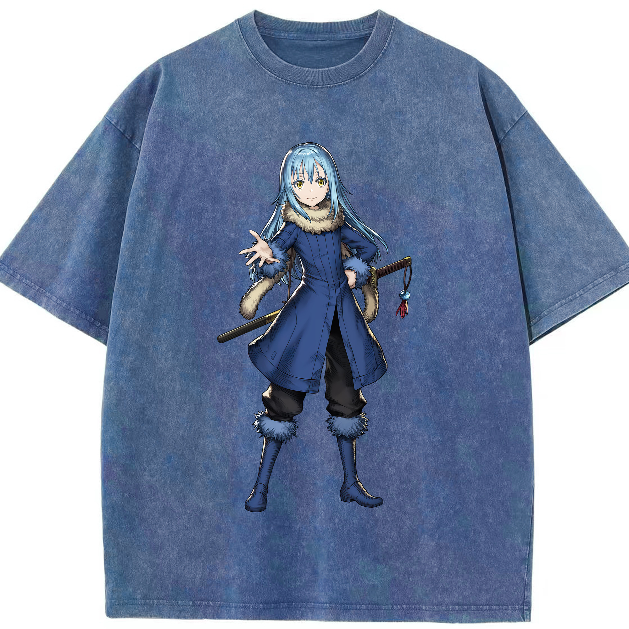 （画像用） 転スラ Regarding Reincarnated to Slime 綿100% ヴィンテージ風 半袖Tシャツ（フロントプリント）