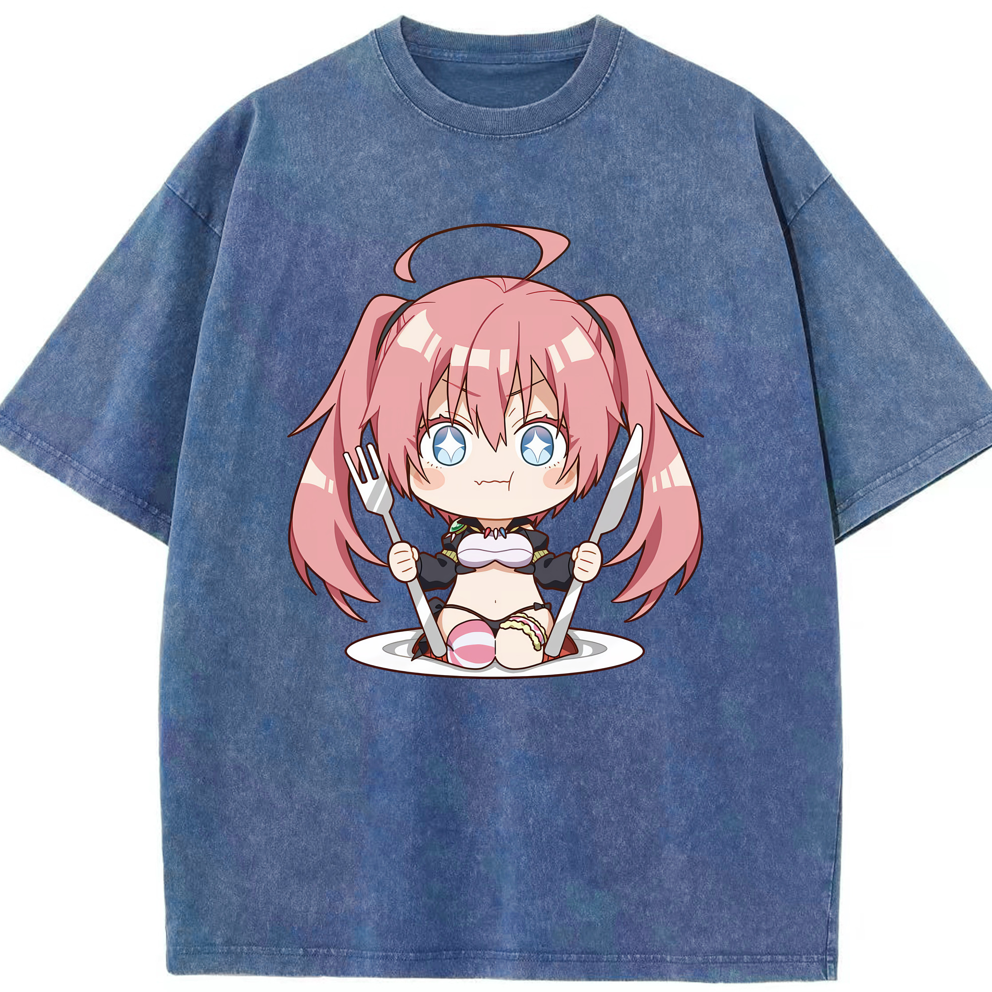 （画像用） 転スラ Regarding Reincarnated to Slime 綿100% ヴィンテージ風 半袖Tシャツ（フロントプリント）
