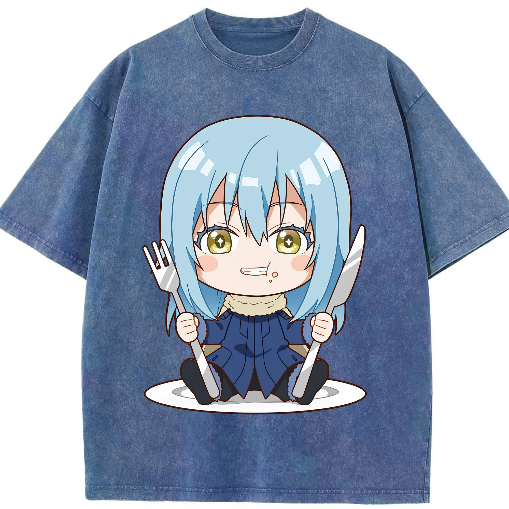 （画像用） 転スラ Regarding Reincarnated to Slime 綿100% ヴィンテージ風 半袖Tシャツ（フロントプリント）