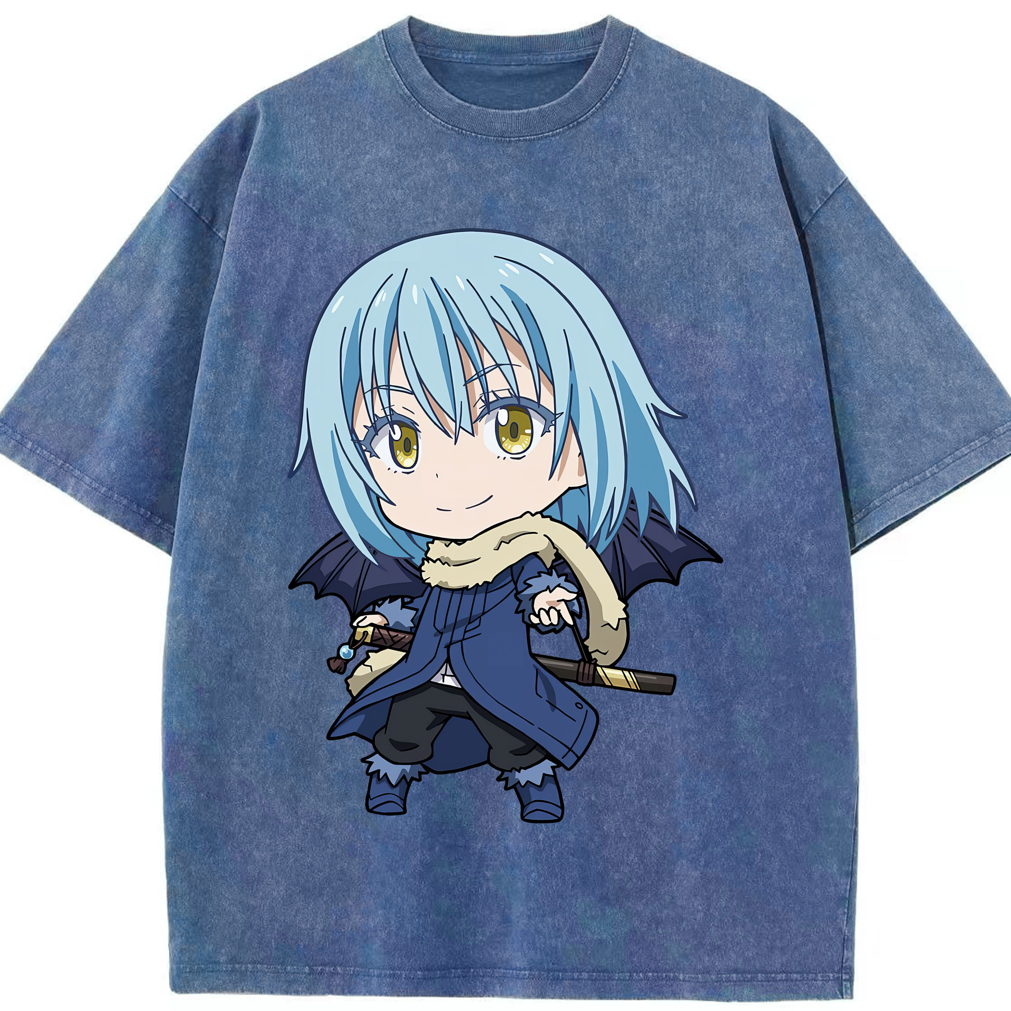（画像用） 転スラ Regarding Reincarnated to Slime 綿100% ヴィンテージ風 半袖Tシャツ（フロントプリント）