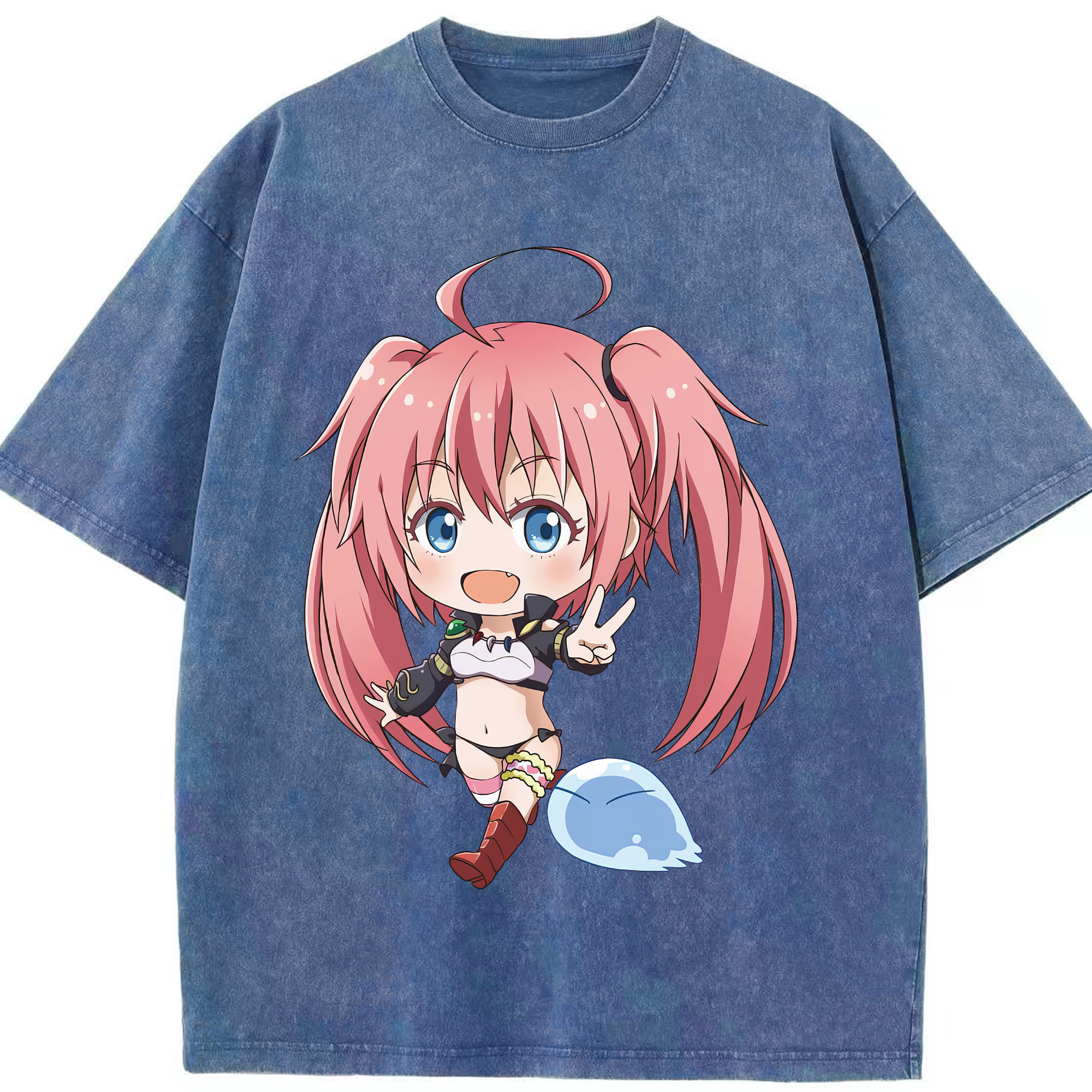 （画像用） 転スラ Regarding Reincarnated to Slime 綿100% ヴィンテージ風 半袖Tシャツ（フロントプリント）