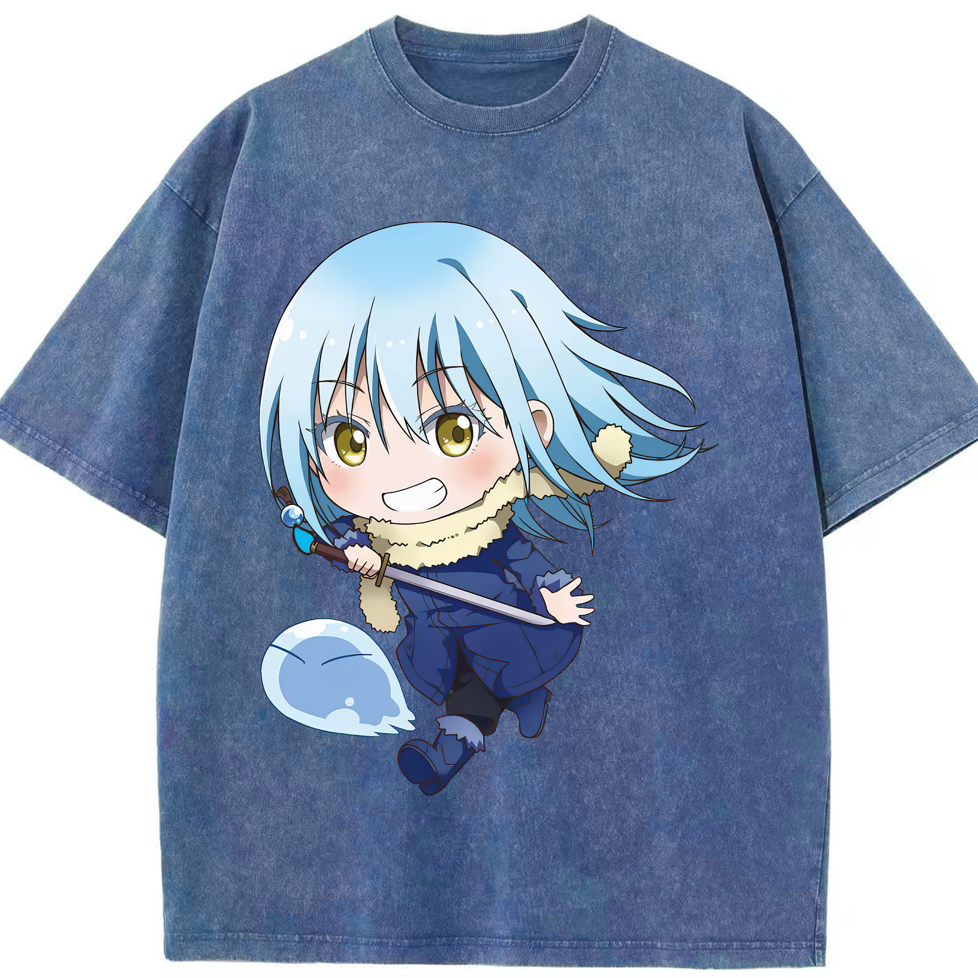 （画像用） 転スラ Regarding Reincarnated to Slime 綿100% ヴィンテージ風 半袖Tシャツ（フロントプリント）