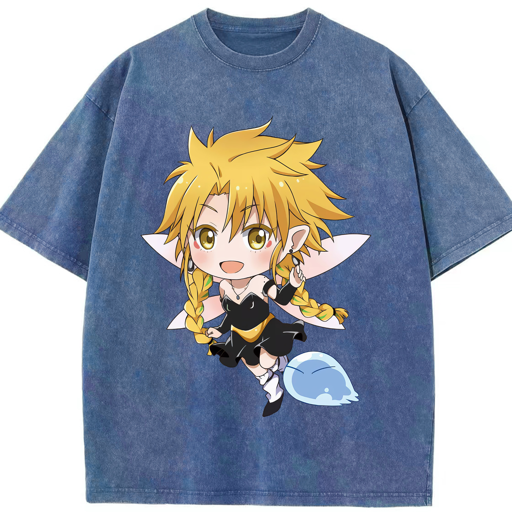 （画像用） 転スラ Regarding Reincarnated to Slime 綿100% ヴィンテージ風 半袖Tシャツ（フロントプリント）