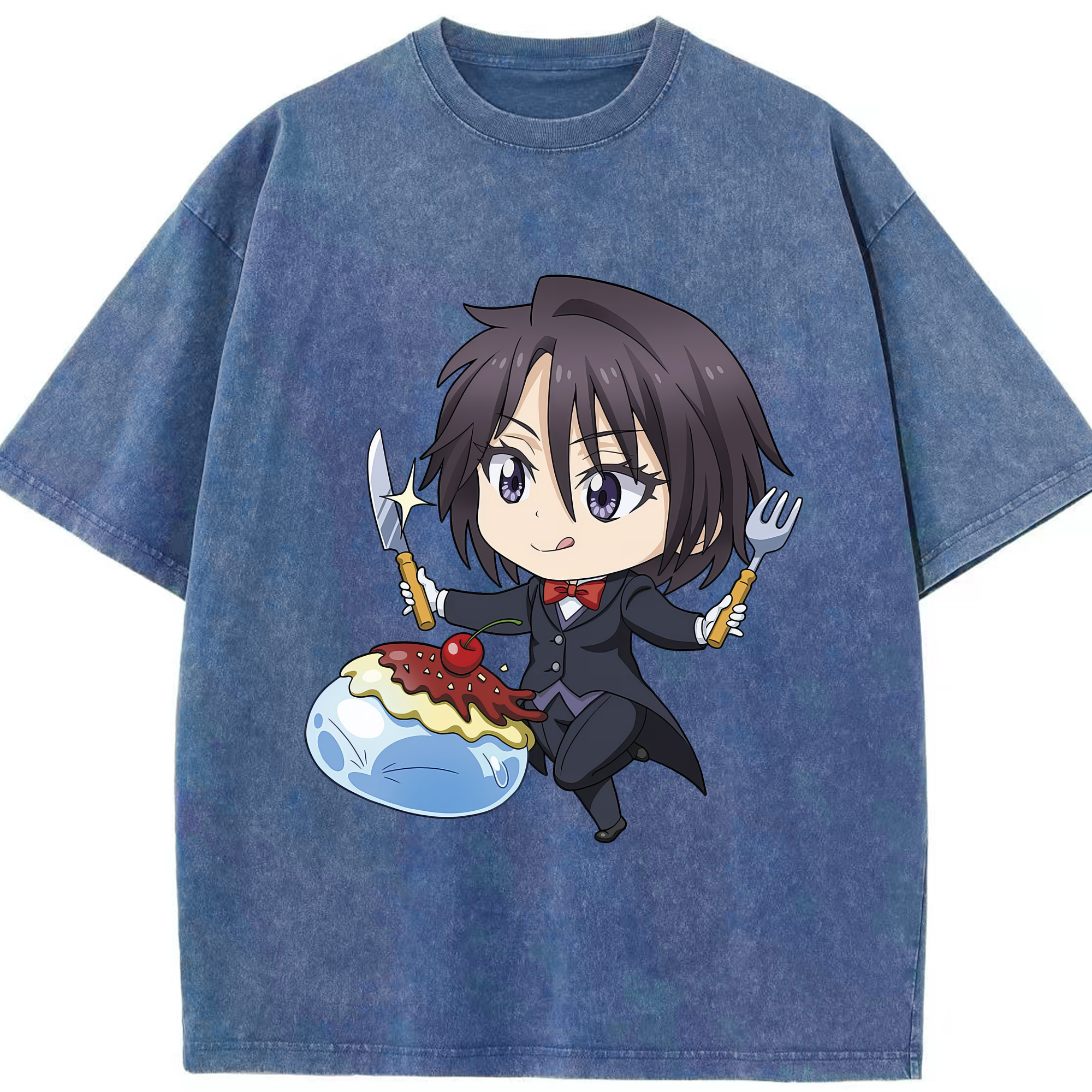 （画像用） 転スラ Regarding Reincarnated to Slime 綿100% ヴィンテージ風 半袖Tシャツ（フロントプリント）