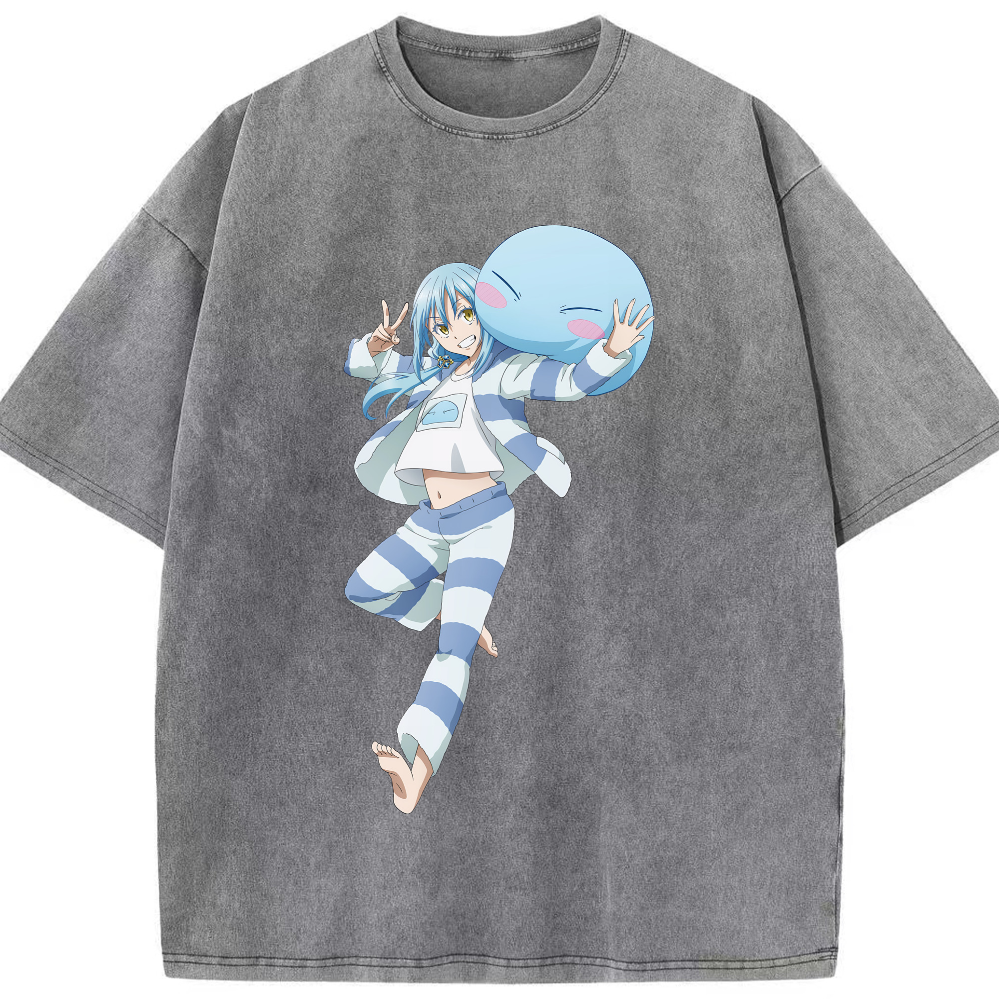 （画像用） 転スラ Regarding Reincarnated to Slime 綿100% ヴィンテージ風 半袖Tシャツ（フロントプリント）
