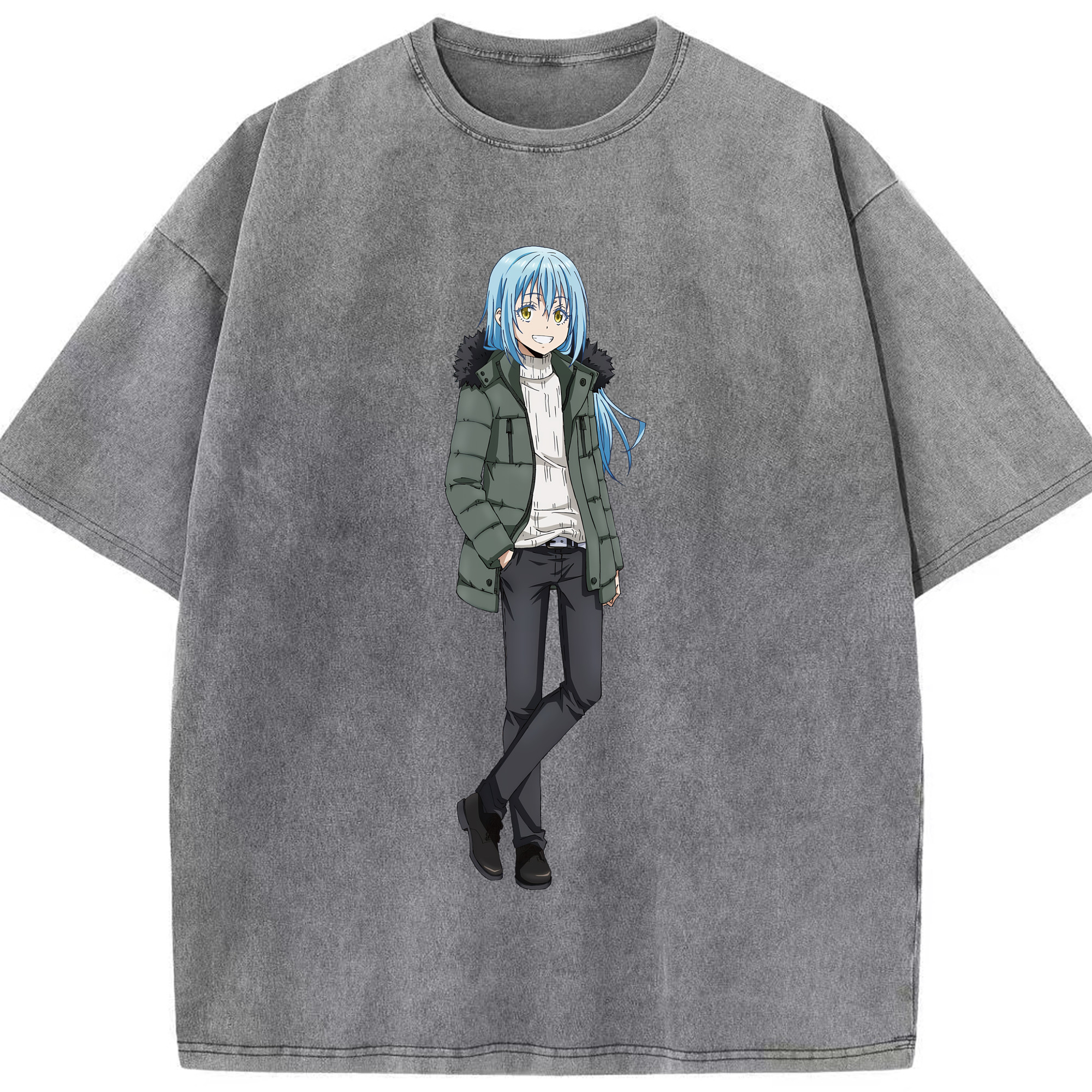 （画像用） 転スラ Regarding Reincarnated to Slime 綿100% ヴィンテージ風 半袖Tシャツ（フロントプリント）