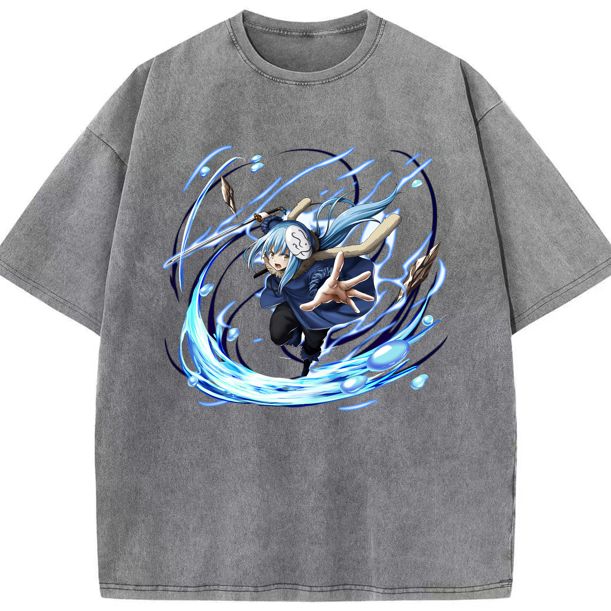 （画像用） 転スラ Regarding Reincarnated to Slime 綿100% ヴィンテージ風 半袖Tシャツ（フロントプリント）