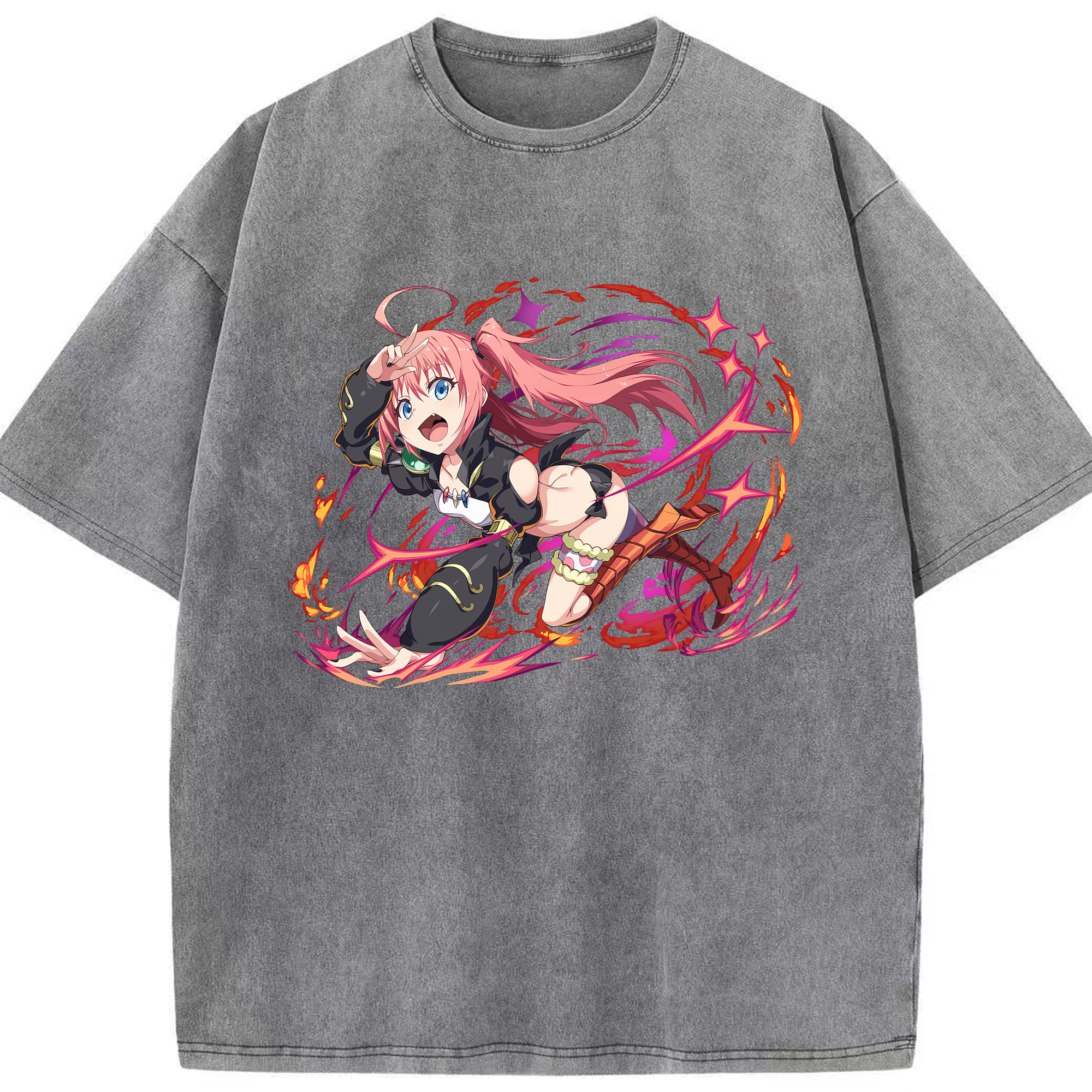 （画像用） 転スラ Regarding Reincarnated to Slime 綿100% ヴィンテージ風 半袖Tシャツ（フロントプリント）